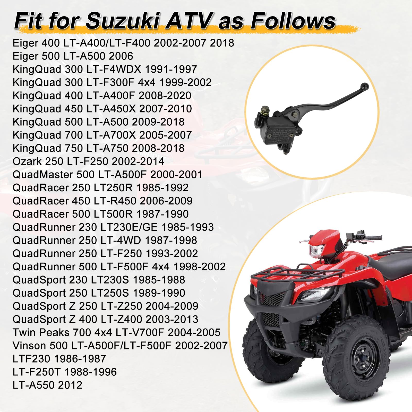 M Mati Front Brake Master Cylinder For Suzuki Atv Kingquad Quadracer Quadrunner Quadsport Vinson Ozark Eiger Lta Ltf 59600-44B11