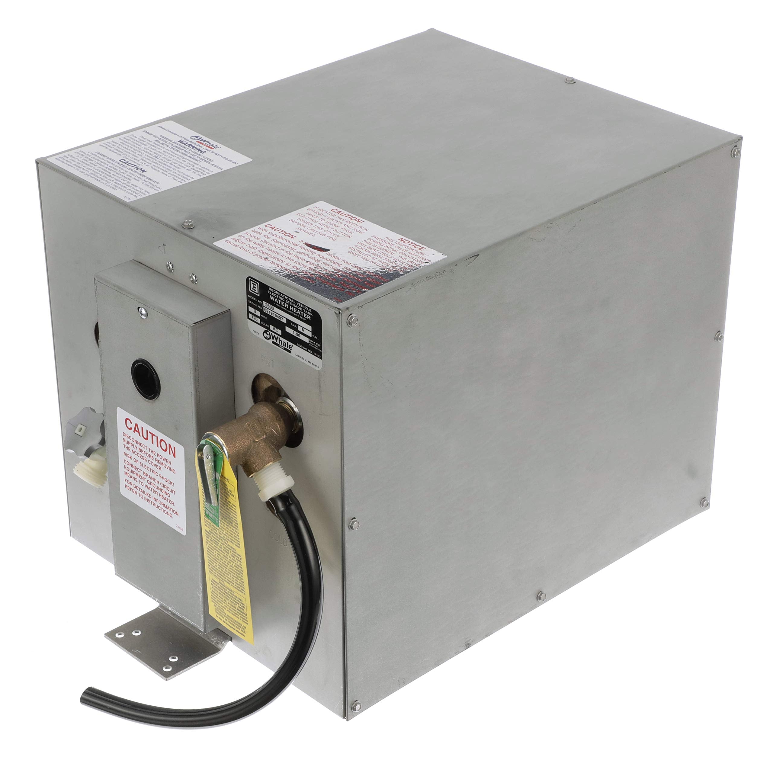 Whale S600 Water Heater, 6-Gallon Capacity, 120V, Rear Heat Exchanger, 13 Inches W X 19 Inches D X 13 Inches H