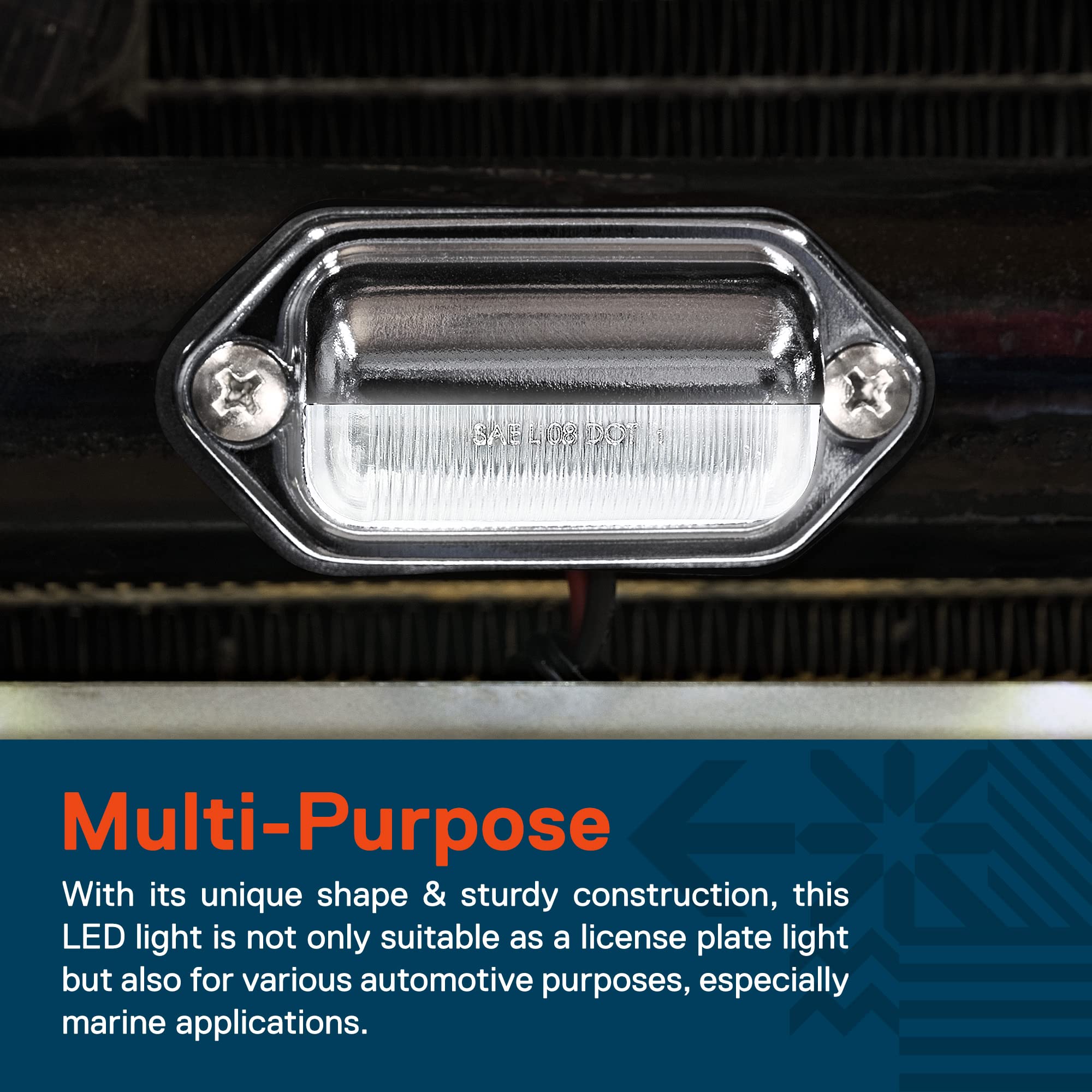True Mods 1Pc Trailer Led License Plate Light [Dot Fmvss 108] [Sae L] [Chrome-Finish] [Surface Mount] [Waterproof] [12V Dc] Cour
