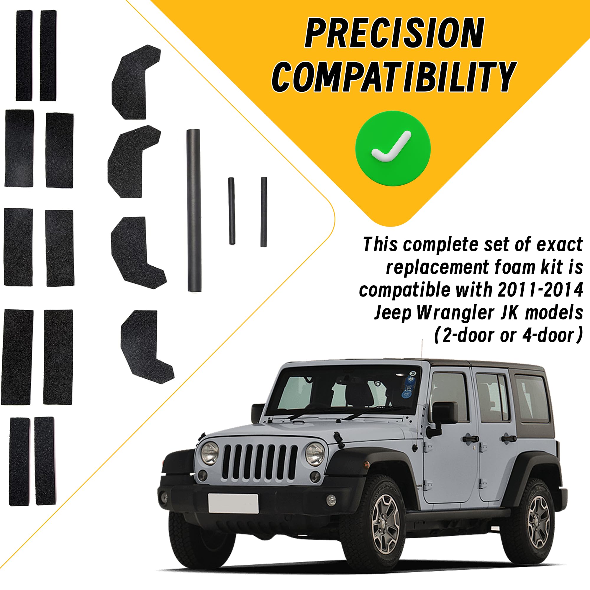 Tongass Foam Blocker Seal Kit Compatible With Jeep Wrangler Jk 2011-2014 Models