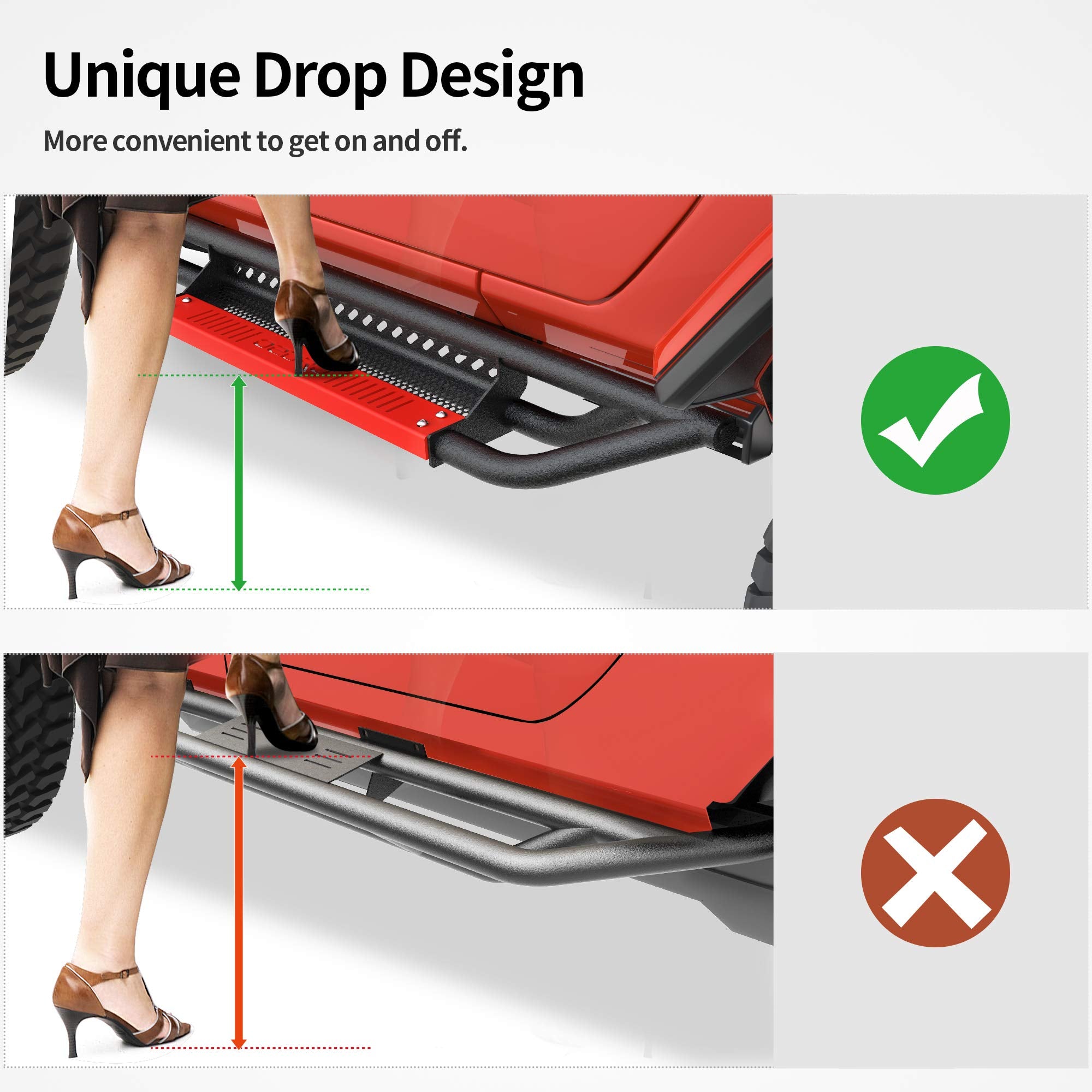 Oedro 6 Inch Running Boards, Drop Side Steps Compatible With 2018-2025 Jeep Wrangler Jl 2 Door, All Steel Nerf Bar Paintable Ste