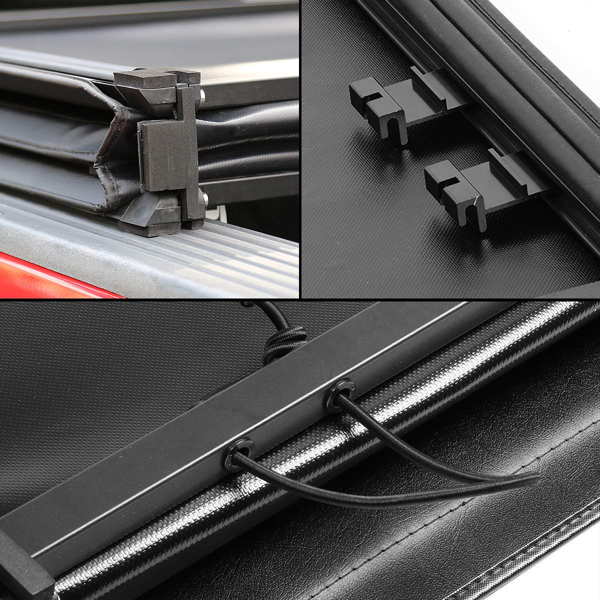 Dna Motoring Ttc-Trisoft-014 Pickup Truck Bed Soft Tri-Fold Adjustable Tonneau Cover Compatible With 15-20 Ford F150 6.5Ft Fleet