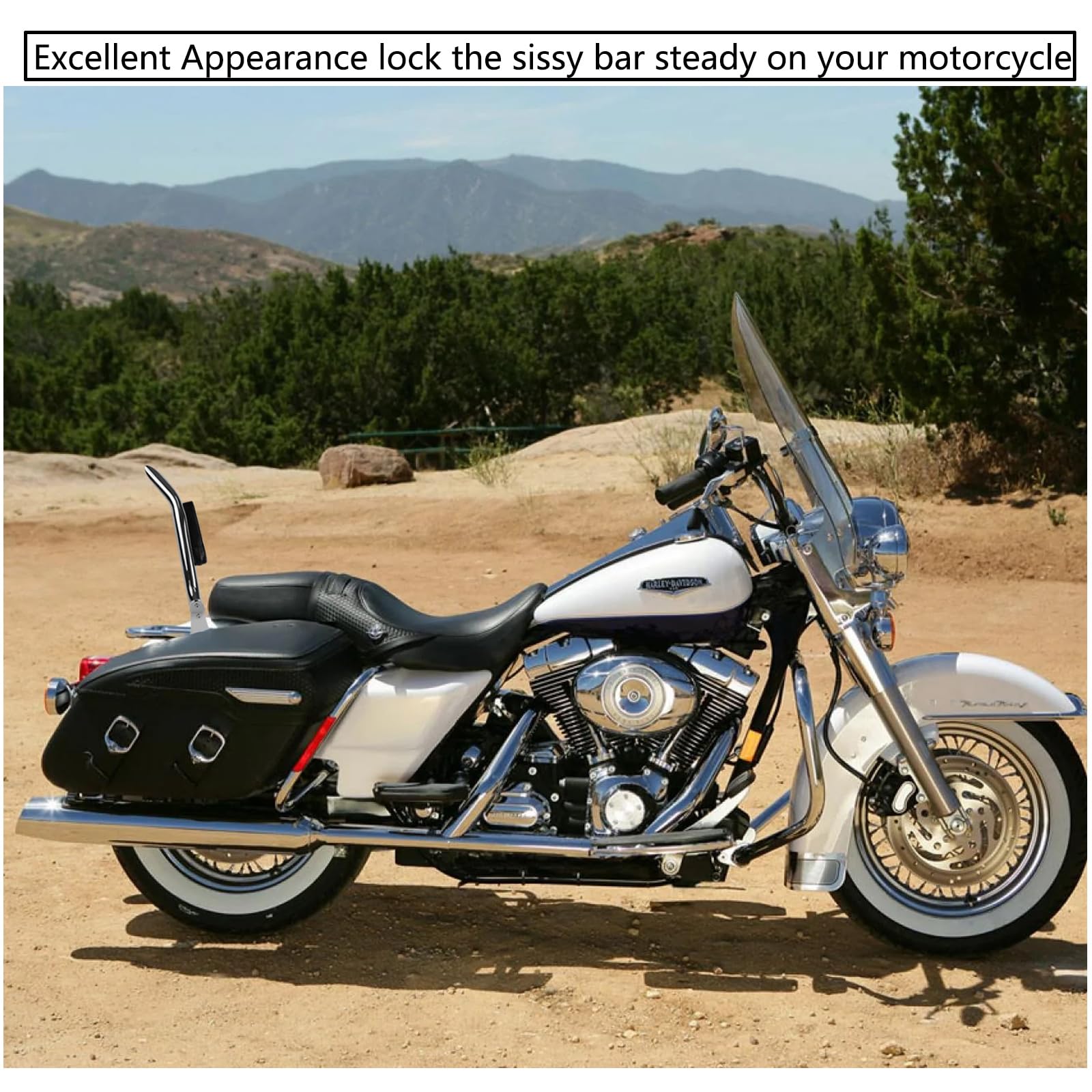 DreDoggMoto Motorcycle Backrest Sissy Bar Pad for Harley Touring 1997-2008, Chrome Finish