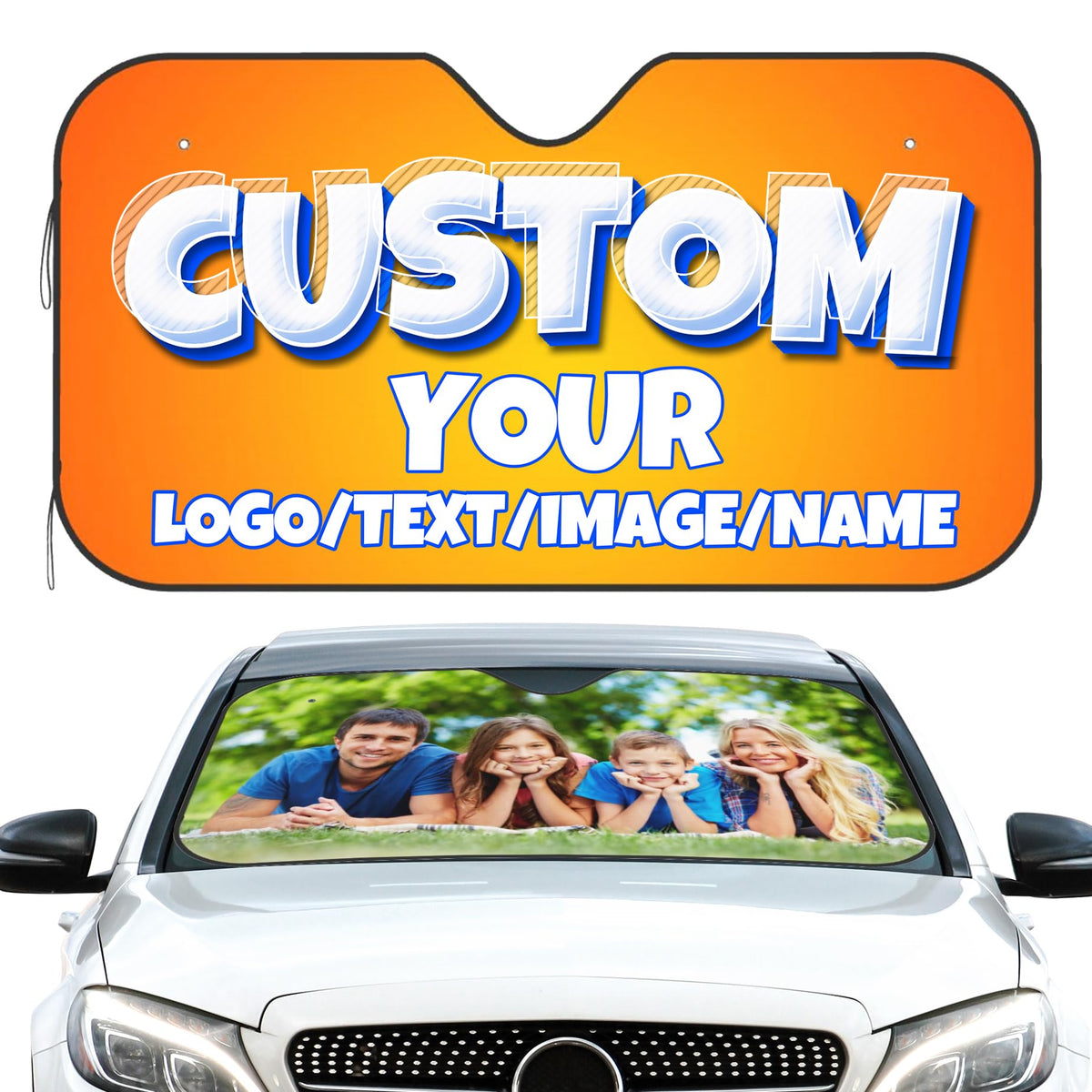 Custom Car Windshield Sun Shade Personalized Car Shade Front Windshield with Your Own Photo Logo Text Foldable UV Ray Sun Visor 