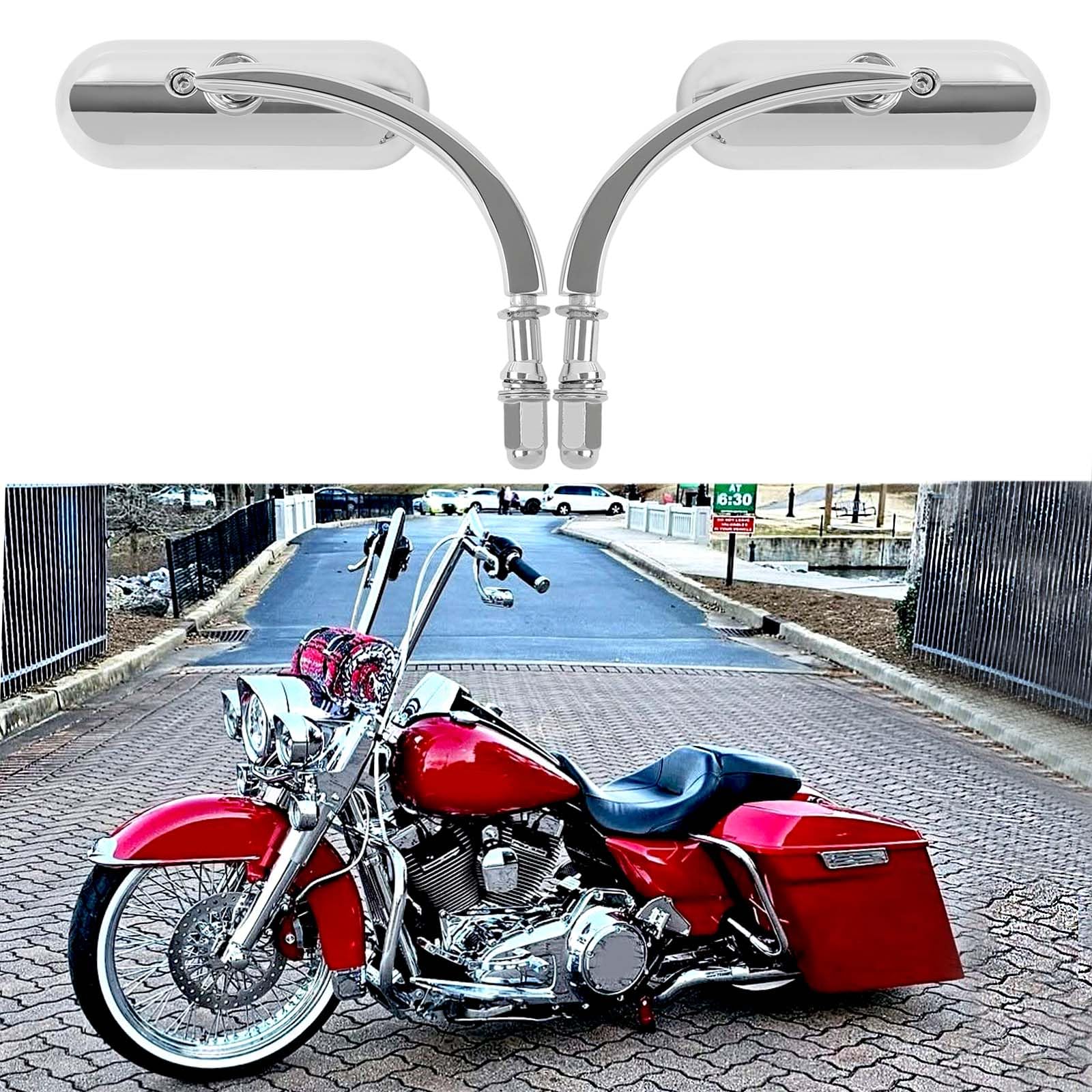 Rich Choices Chrome 8mm 10mm Motorcycle Oval Rearview Mirrors - Glass for Harley Dyna, Softail, Sportster, Touring, Kawasaki, Suzuki