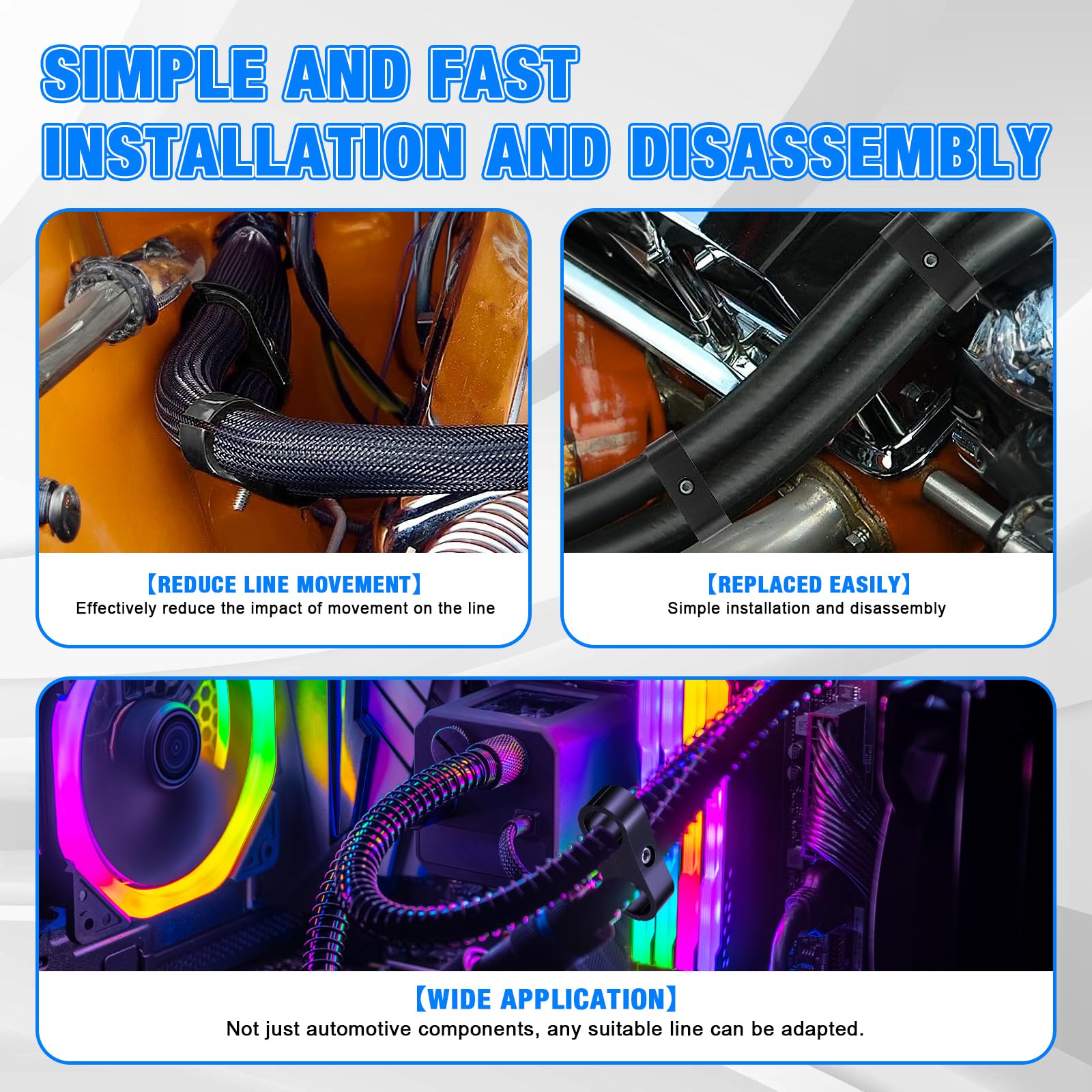 -8An Hose Separator Clamp - Fuel Line Mounting Clamps,Aluminum Hose Fitting Adapter, Great For 1/2 Fuel Hose, Oil Line, Brake Line, Water Pipe And Gas Line,4Pcs/Pack,Black