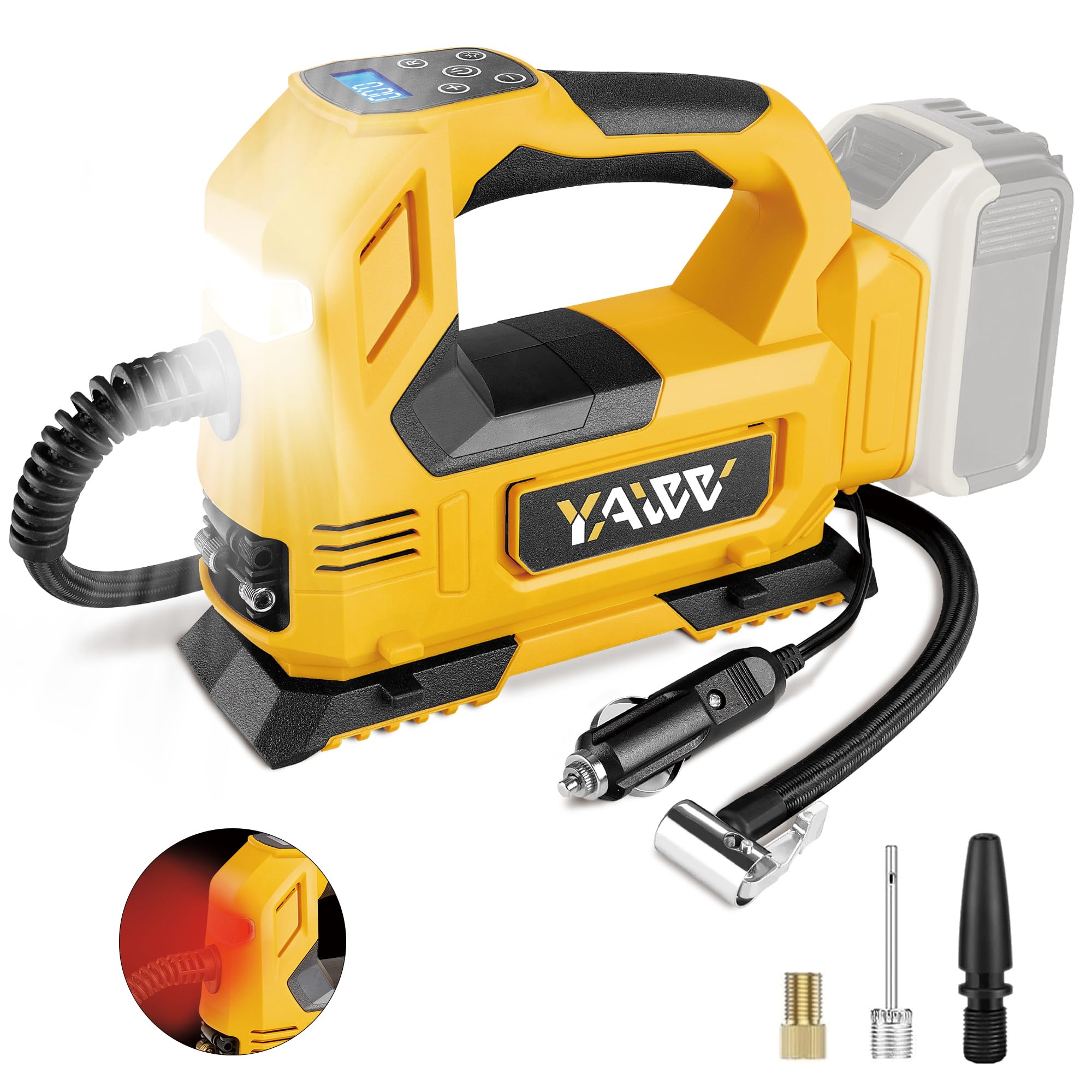 Cordless Tire Inflator Air Compressor For Dewalt 20V Max Battery, 160Psi Portable Led Light Handheld Air Pump With Digital Press