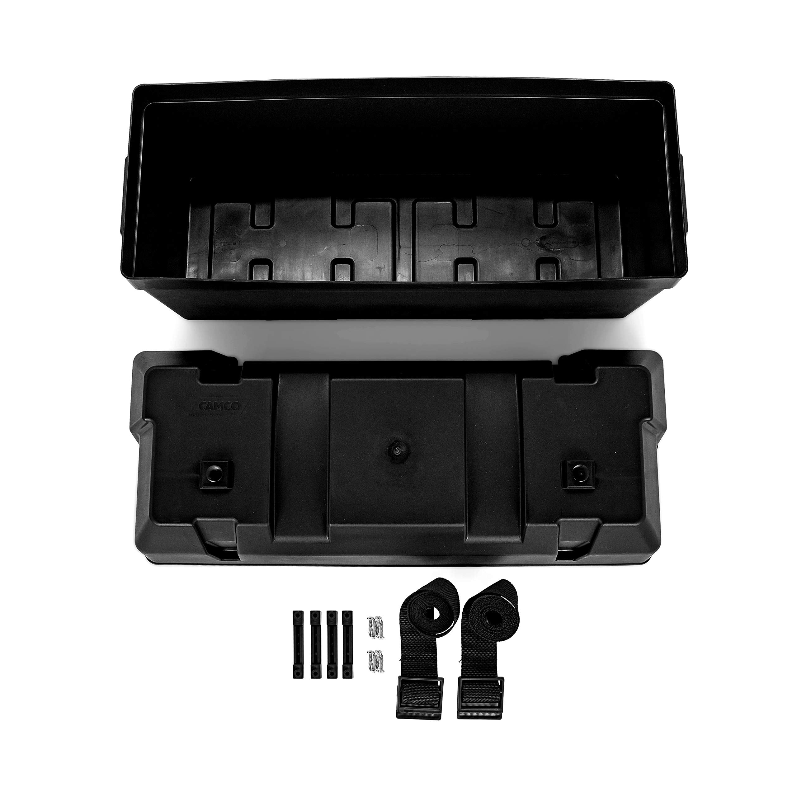 Camco Heavy Duty Double Battery Box With Straps And Hardware - Group Gc2 | Safely Stores Rv, Automotive, And Marine Batteries | 