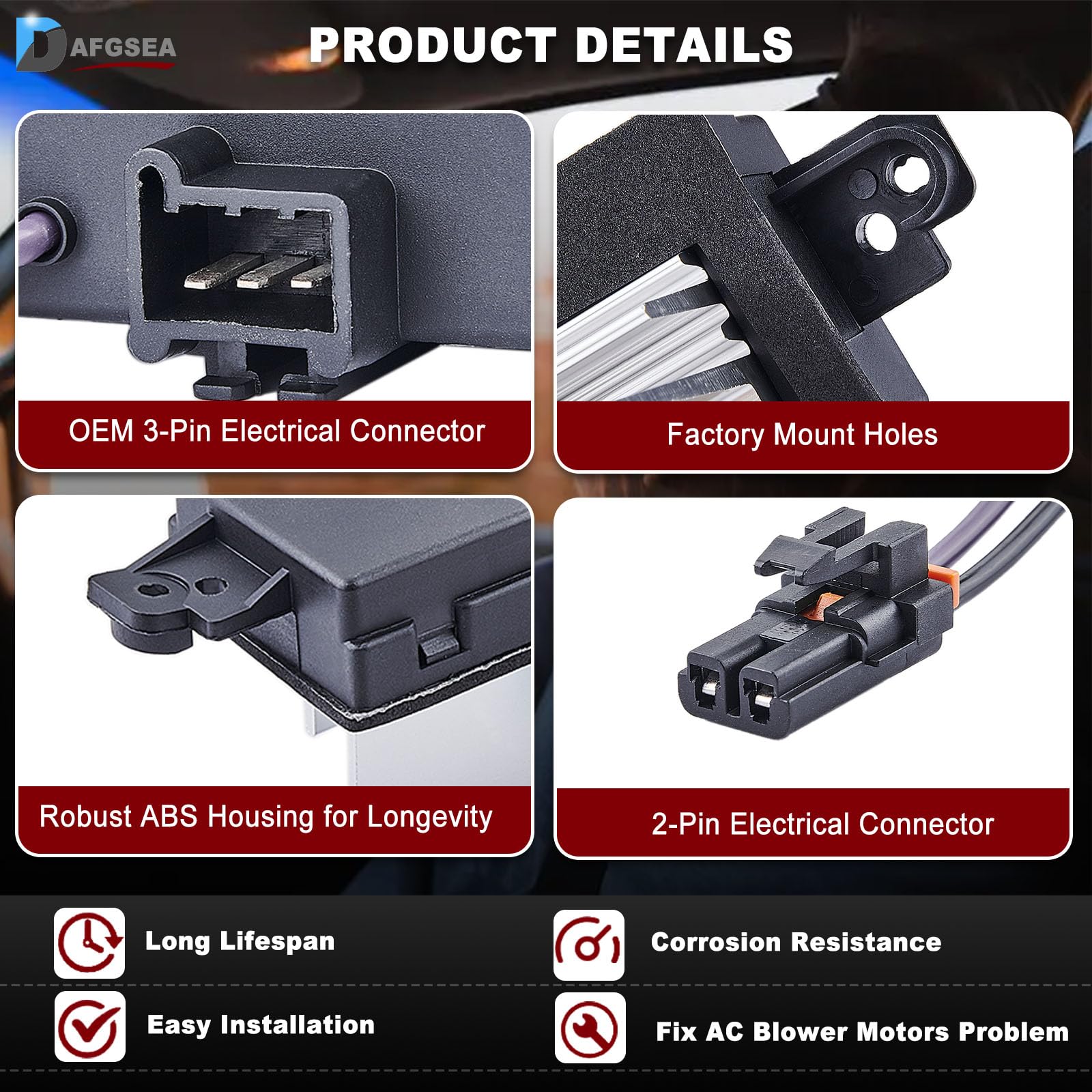 Blower Motor Resistor Heater Fan Control Module for 2003-2007 Chevrolet Silverado Avalanche Suburban Tahoe, GMC Sierra Envoy Yuk