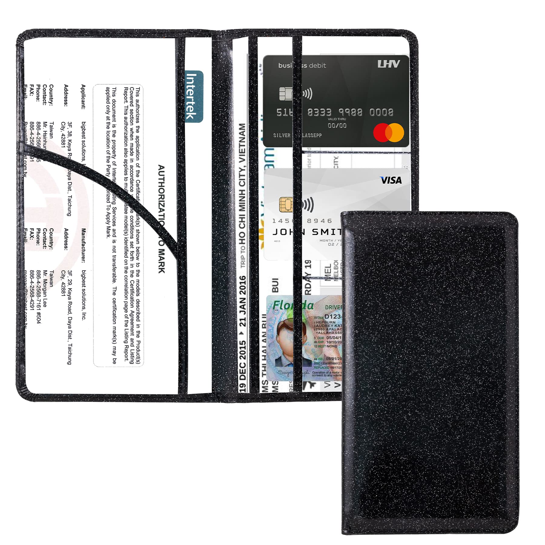Dalueery.H Car Registration and Insurance Holder Registration and Insurance Card Holder Car Essentials for Women(bling black)