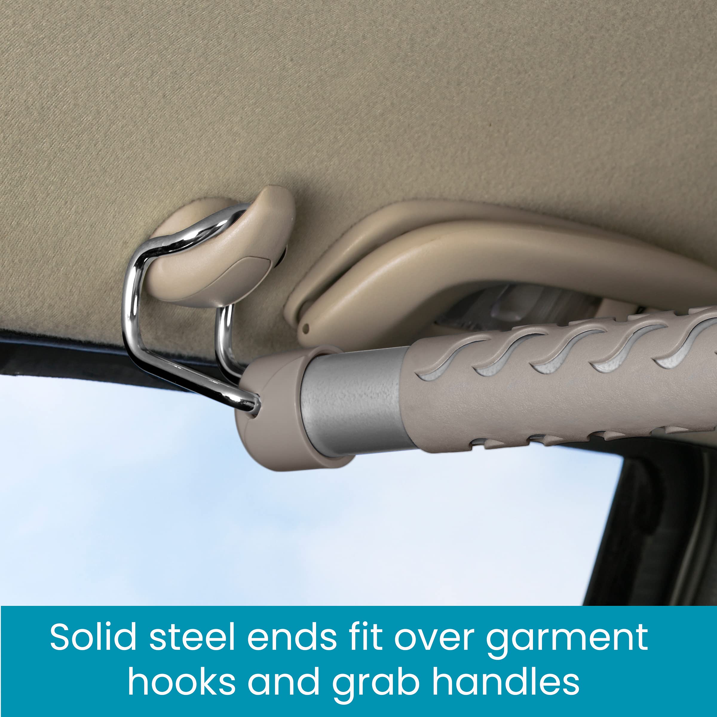 High Road Heavy Duty Car Clothes Hanger Bar, Steel with Rubberized Sleeve, Gray, Model HR-CLOTHESB-10, One Size