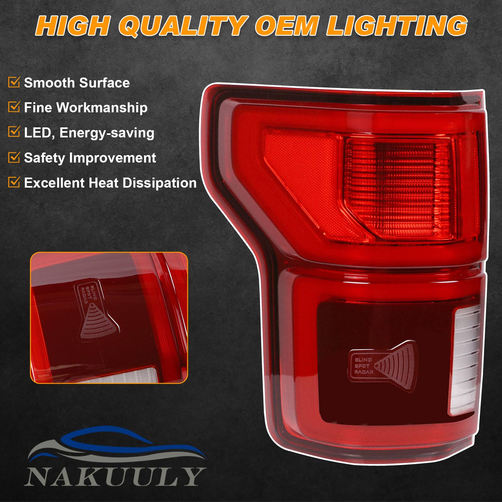 Nakuuly Led Tail Lights With Blind Spot Compatible With Ford F150 2018 2019 2020 Left Driver Side Taillight Rear Brake Lamp Sign