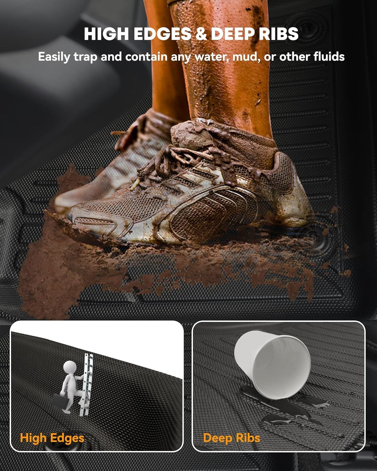 Aomsazto Floor Mats And Cargo Mat For 2019-2025 Acura Rdx 2019-2025 Tpe All Weather Custom Fit Floor Liner For Acura Rdx 1St And