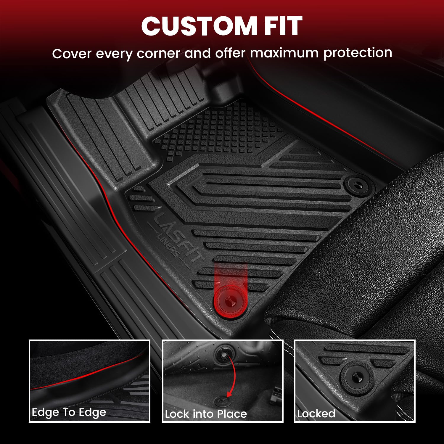Lasfit Floor Mats & Cargo Mats Fits For Kia Ev6 2024 2023 2022, All Weather Tpe Custom Fit Floor Liners For 1St And 2Nd Row Car