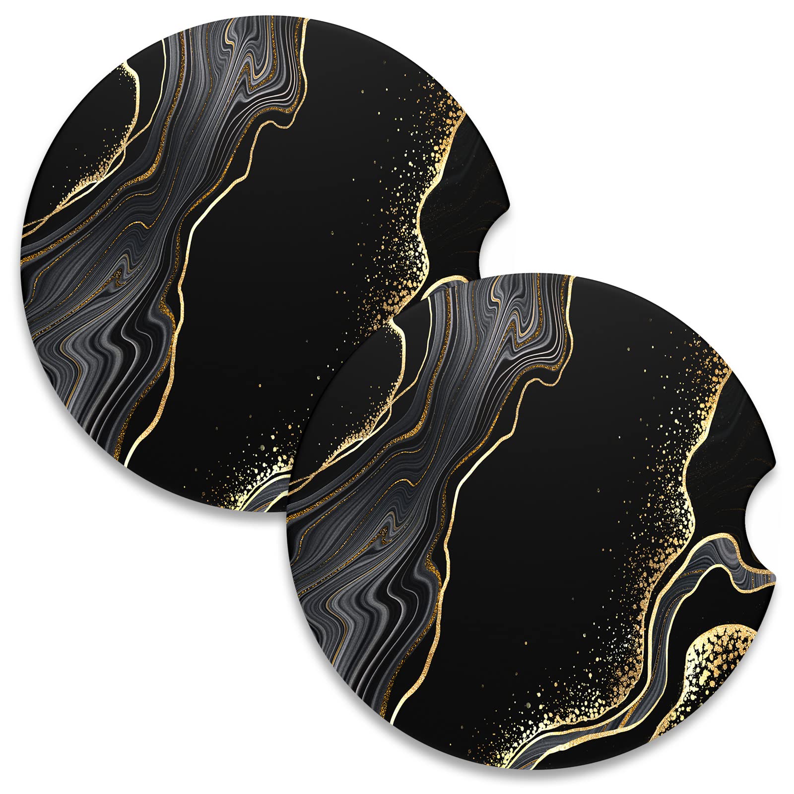 Nipichsha Car Coasters For Cup Holders, 2 Pack Absorbent Ceramic Car Cup Holder Coaster For Drinks, Cute Car Assecories For Wome