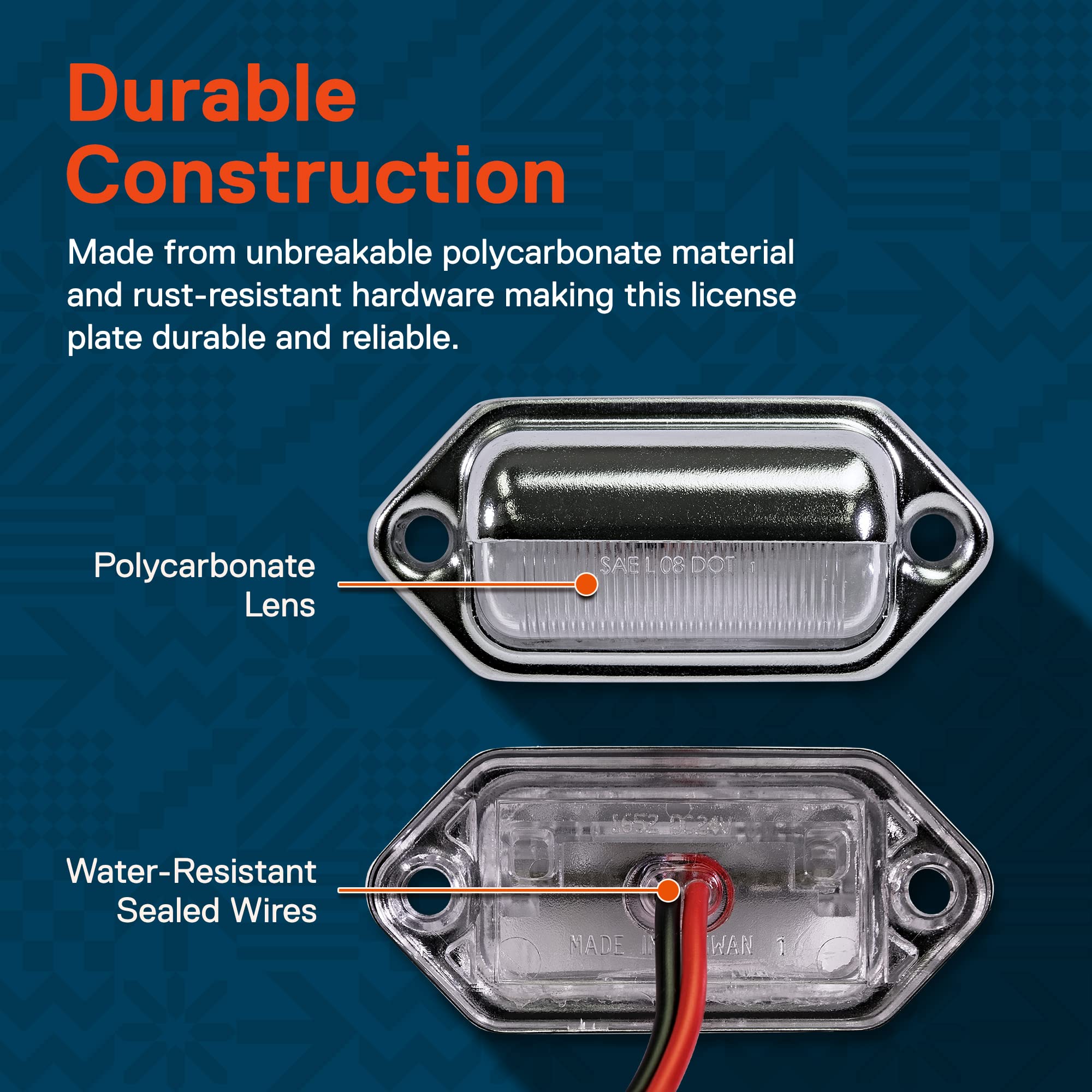 True Mods 2Pc Chrome Boat Trailer Led License Plate Lights [Dot Fmvss 108] [Sae L] [Surface Mount] [Waterproof] [12V Dc] Univers
