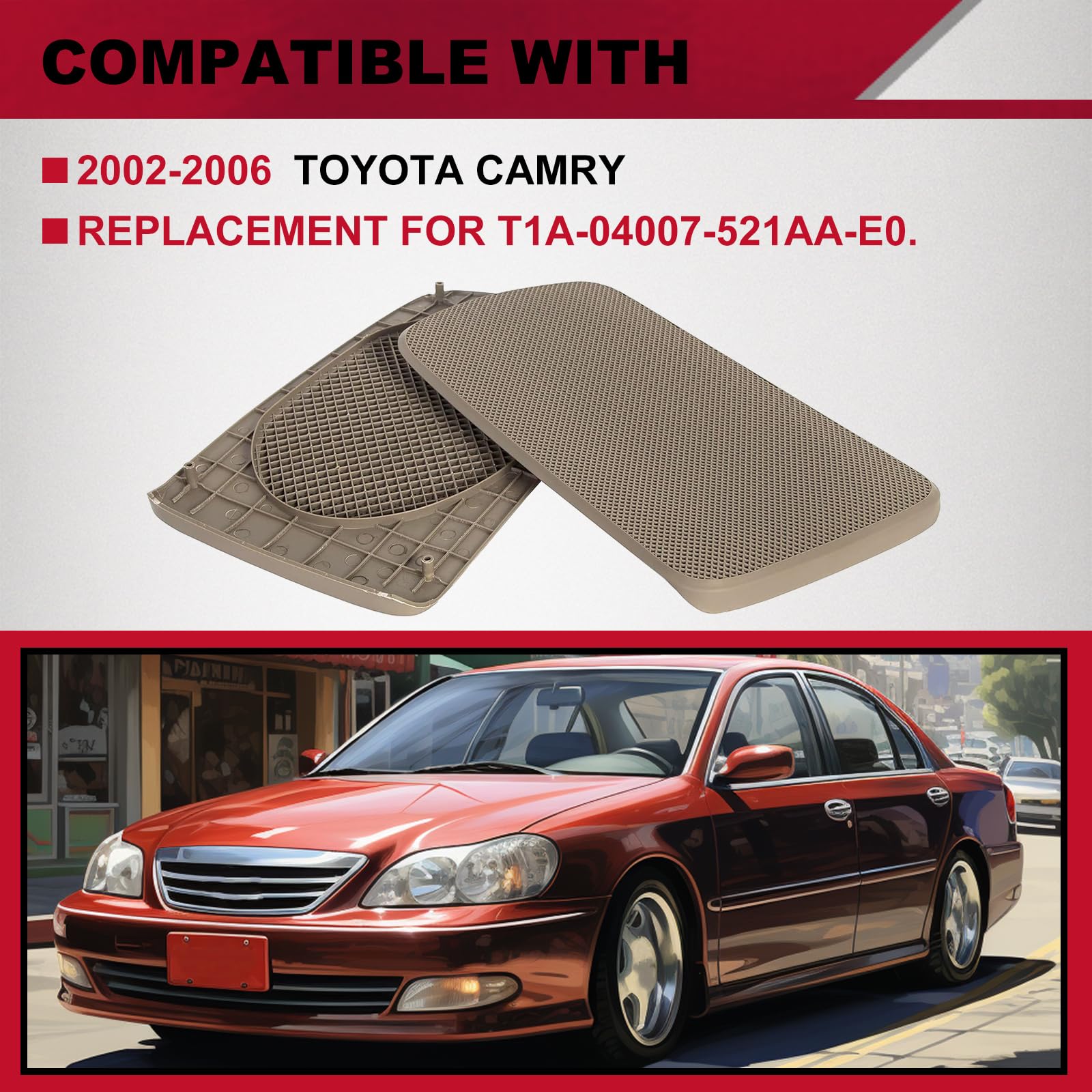 Hecasa Replacement Rear Speaker Grille Covers Compatible With 2002-2006 Toyota Camry Pair For Left And Right Side Beige Replacement For T1A-04007-521Aa-E0