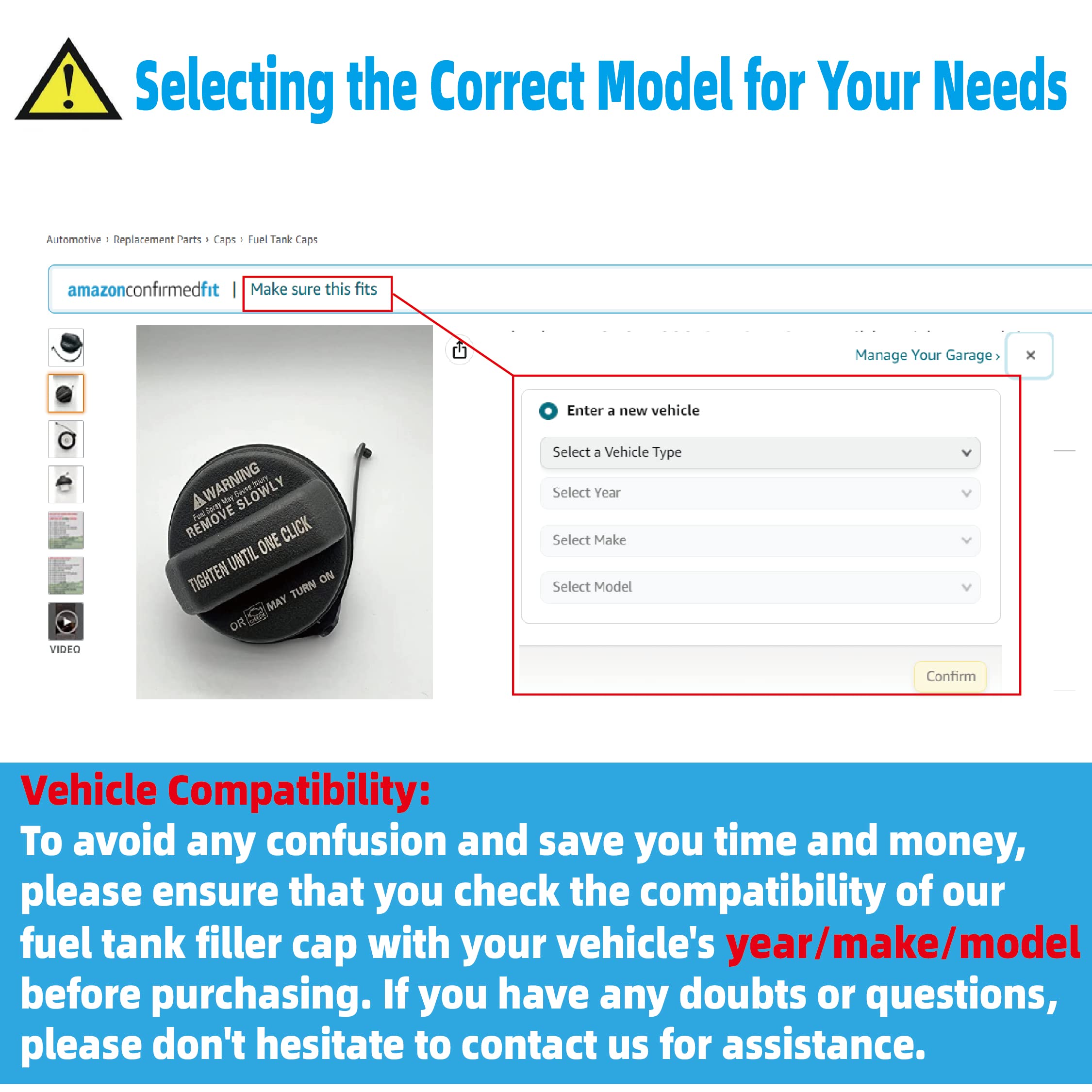 Jkorkm 310103L600 Gas Cap Compatible With Hyundai Elantra, Sonata,Sonata Fe,Accent,Tucson,Genesis Coupe,Tucson, Veloster, Kia Amanti.#31010-3L600