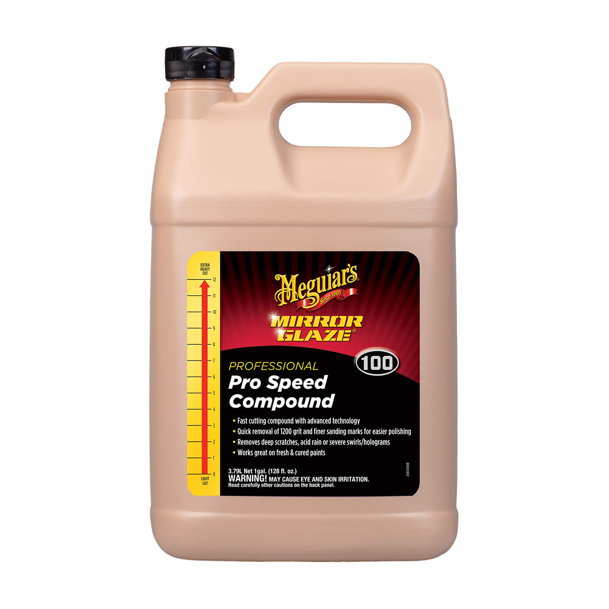 Meguiar's M10001 Mirror Glaze Pro Speed Compound - Removes Deep Scratches & Severe Swirl - 1 Gallon Container (Packaging May Var