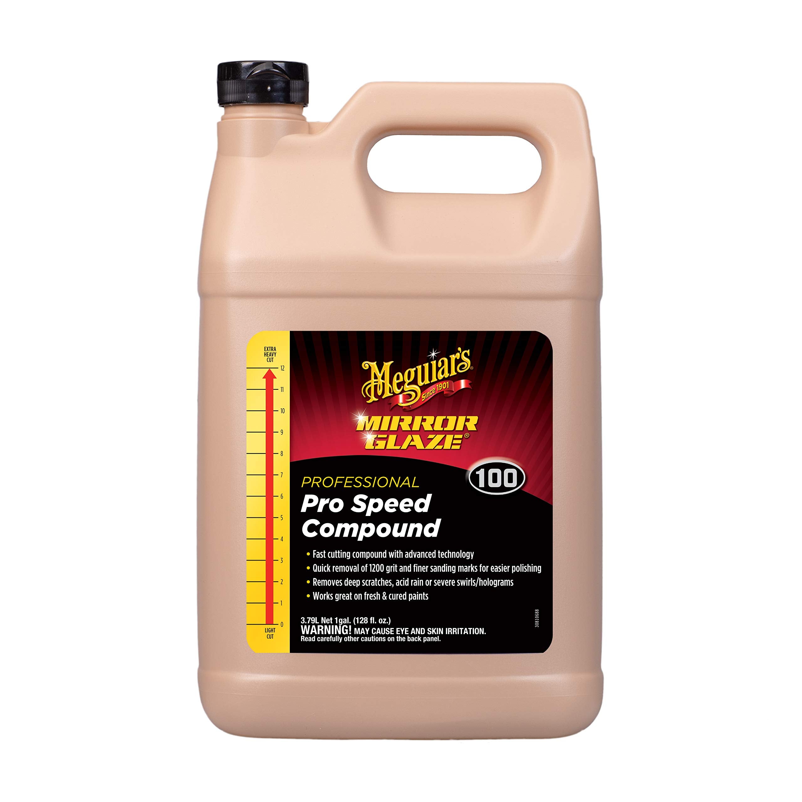 Meguiar'S M10001 Mirror Glaze Pro Speed Compound - Removes Deep Scratches & Severe Swirl - 1 Gallon Container (Packaging May Vary)