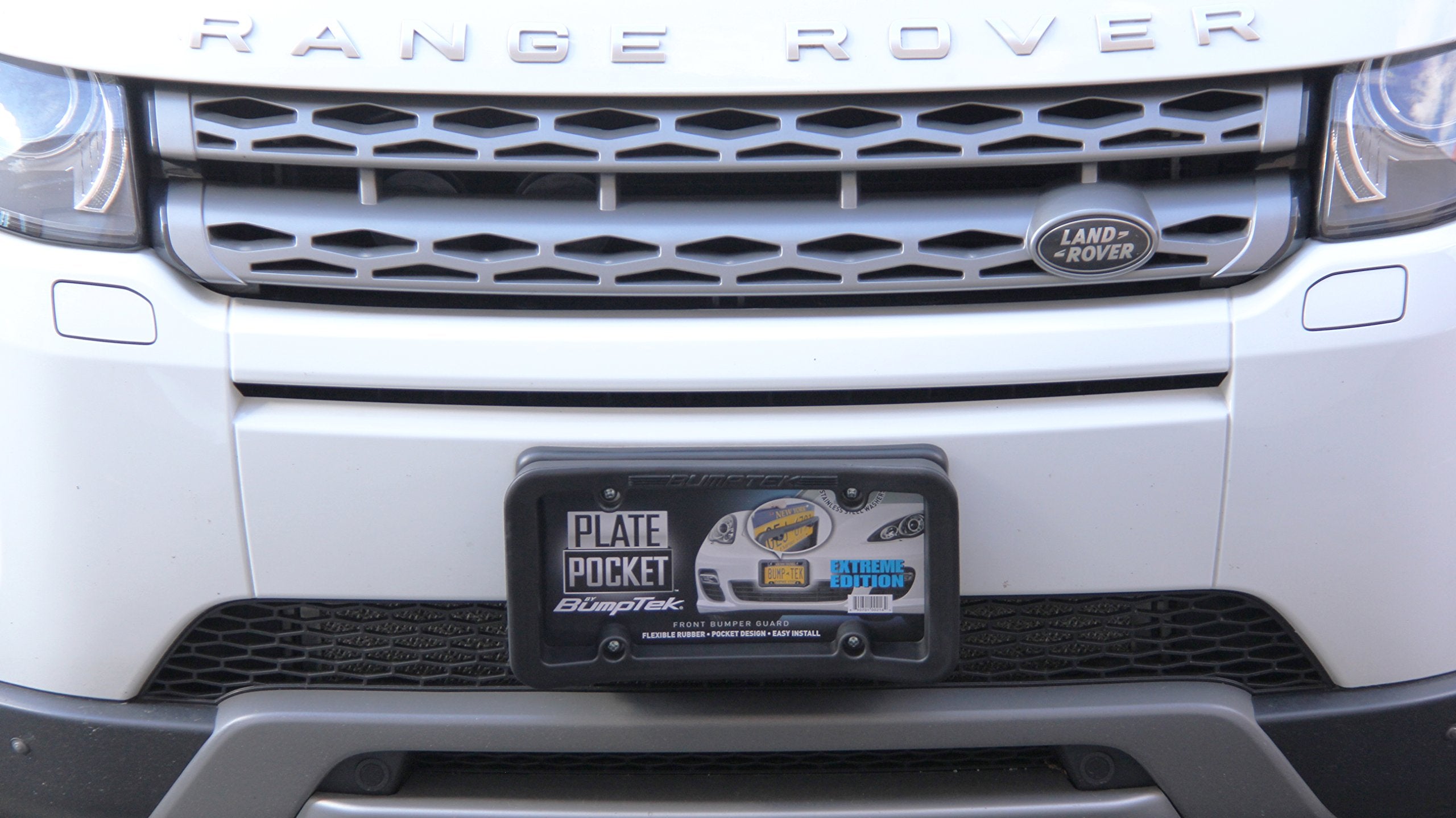 Plate Pocket By Bumptek - Flexible Rubber Front Bumper Guard, Front Bumper Protection, License Plate Frame. Cushions Parking Bum