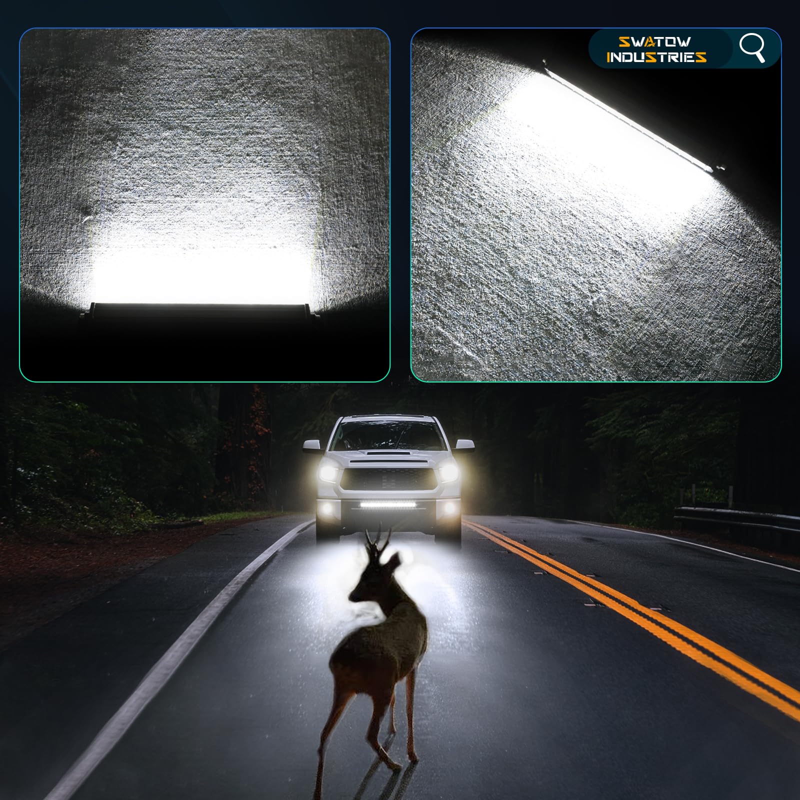 Swatow Industries 20 Inch Light Bar Slim 20'' Led Light Bar Spot Flood Offroad Driving Lights Waterproof Front Bumper Mounts For