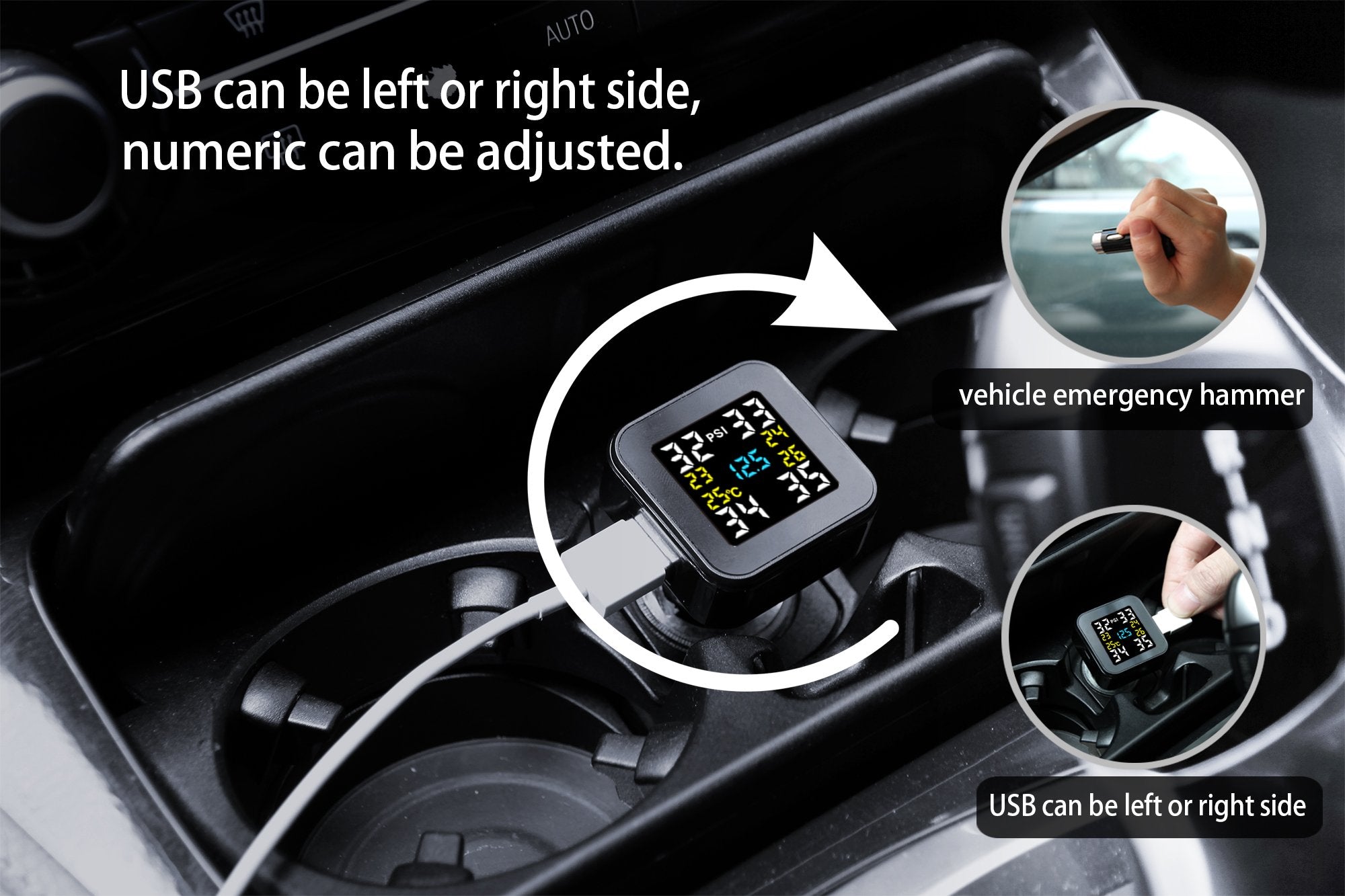 VESAFE Wireless Tire Pressure Monitoring System, Universal TPMS with Full-Color Real-Time Display, 5 Alarm Modes, 4 Waterproof T