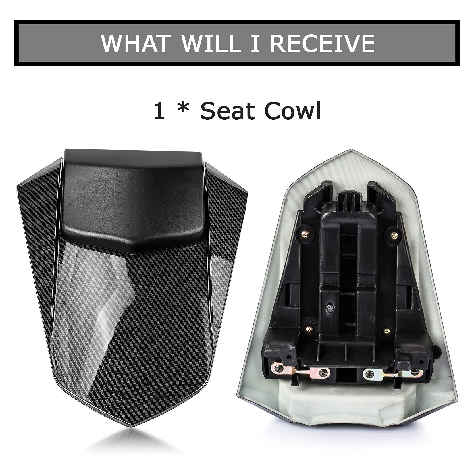 PSLER Rear Seat Cover Rear Seat Fairing Cover for YZF R1 2007 2008 (Carbon)