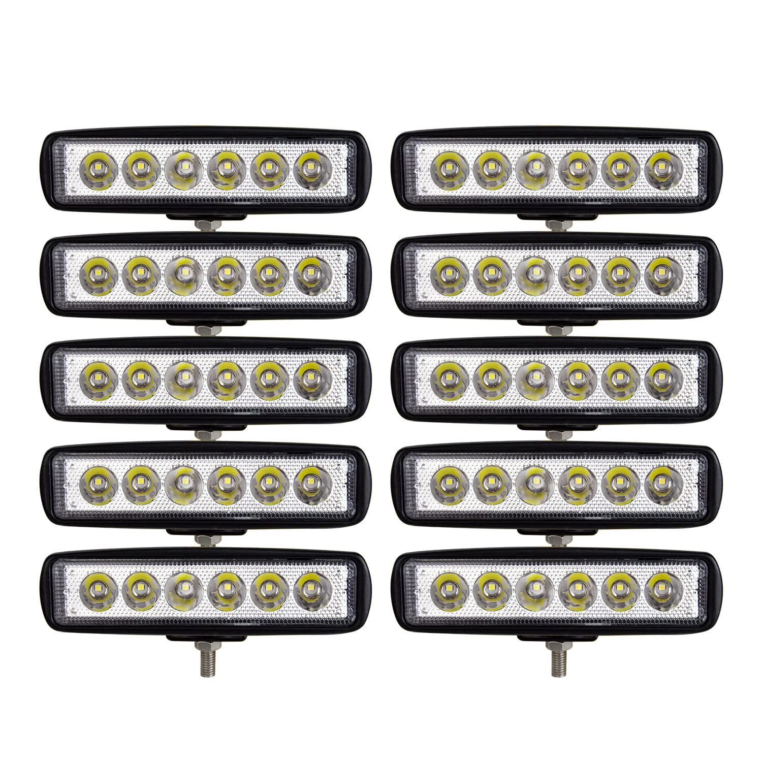 Willpower 10pcs 18W 6 Inch LED Work Light Spot Beam Single Row LED Light Bar 12V 24V Super Slim Offroad Driving Lights Fog Lamps
