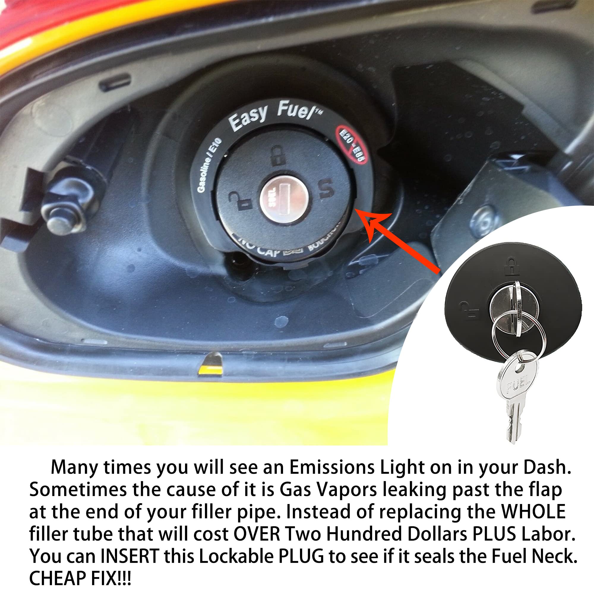 SEEBOO Fuel Locking Gas Cap For Ford Edge Escape Expedition Explorer F150 Fiesta Flex Focus Fusion Taurus, Replace 4584554AF, 8U