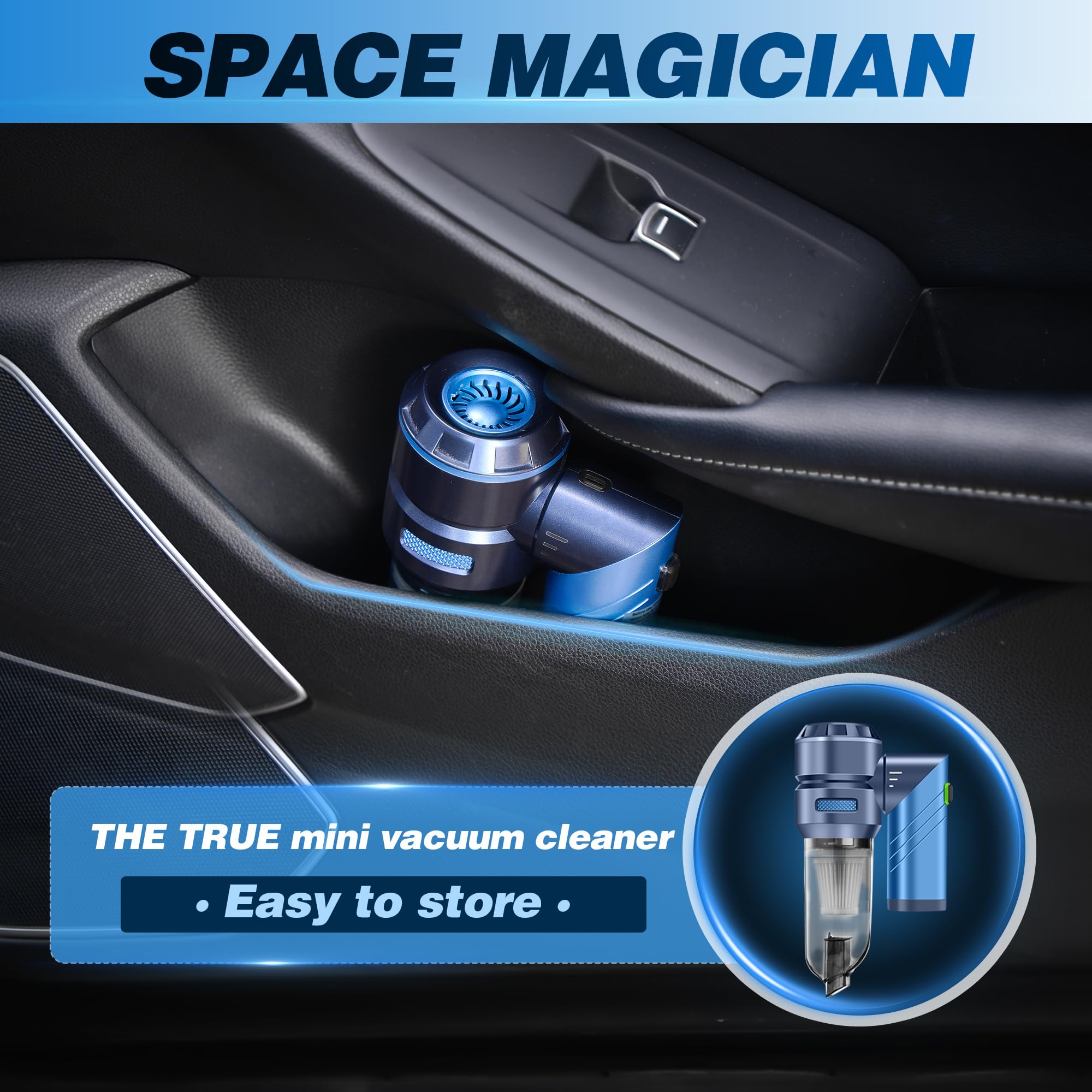 AUXTUR HL121 Car Vacuum,Portable & Foldable Design,17000PA Strong Suction,Dual-Function Vacuum and Air Blower for Automotive Int