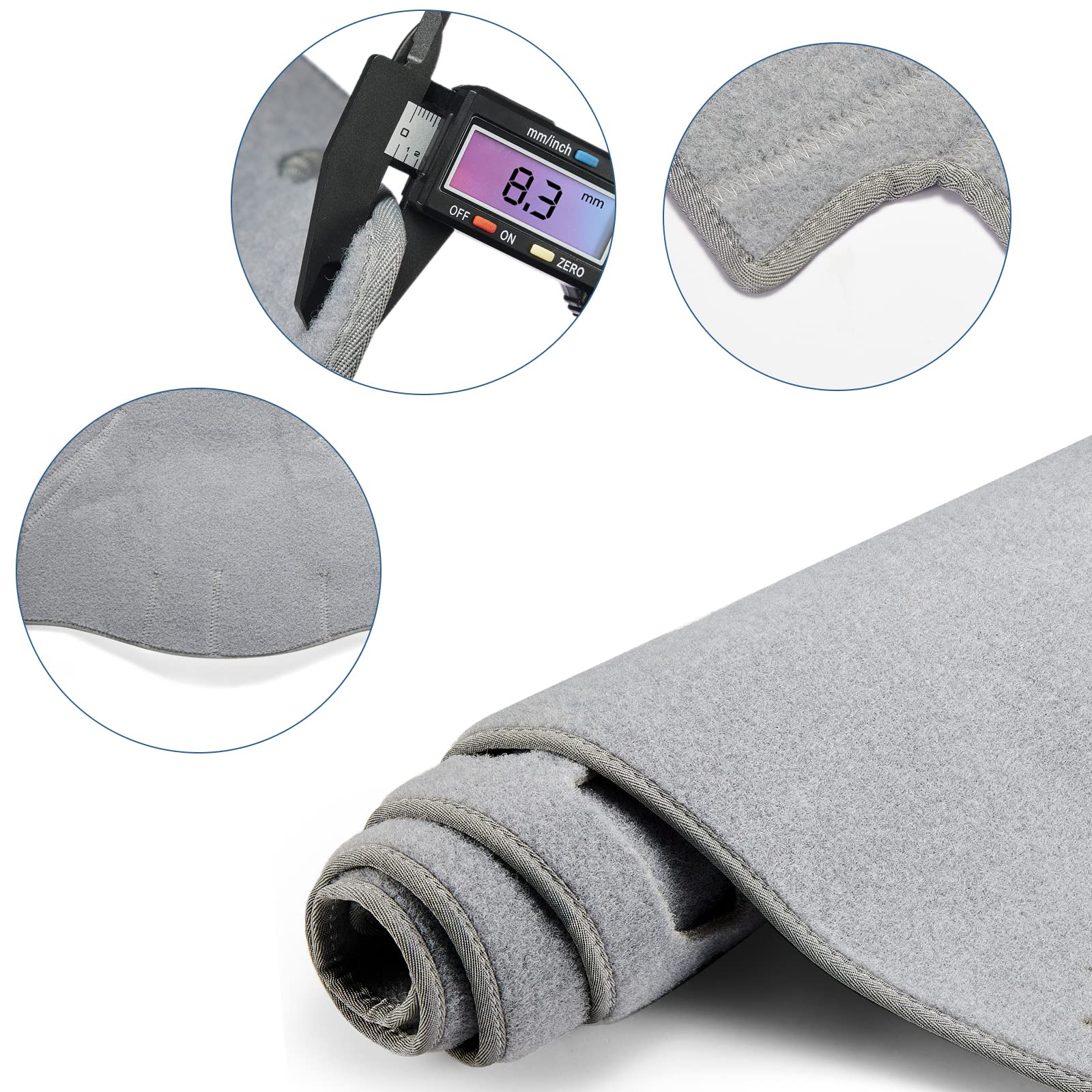 Berksyde Dashboard Dash Cover Mat Carpet Compatible With 02-05 Dodge Ram 1500 03-05 Dodge Ram 2500 3500(Grey)