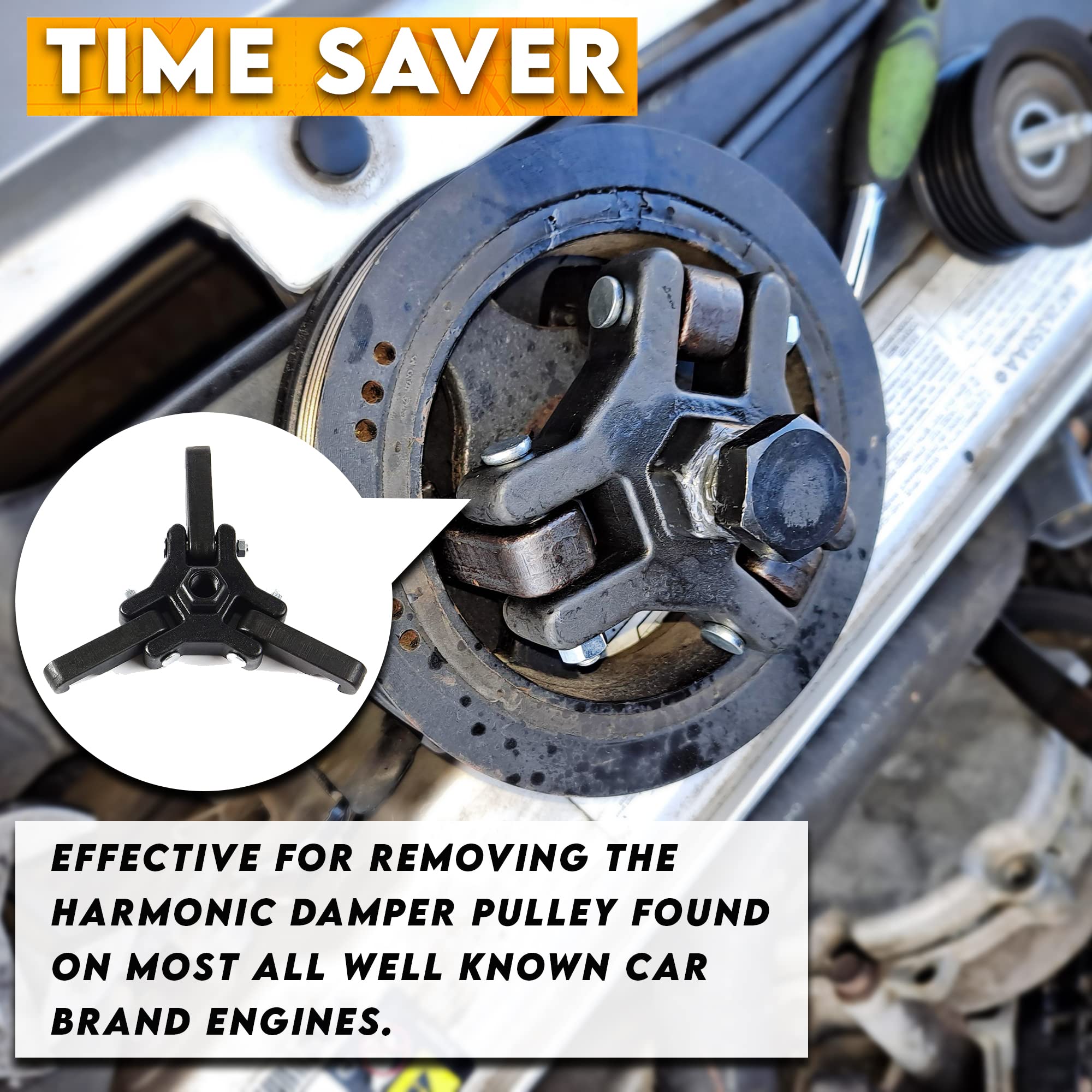 Shankly Harmonic Balancer Puller, Crankshaft Pulley Removal Tool or Harmonic Pulley Puller Tool, Steering Wheel Puller Kit With Heavy-Duty Case for Pulley Puller and Installer Kit