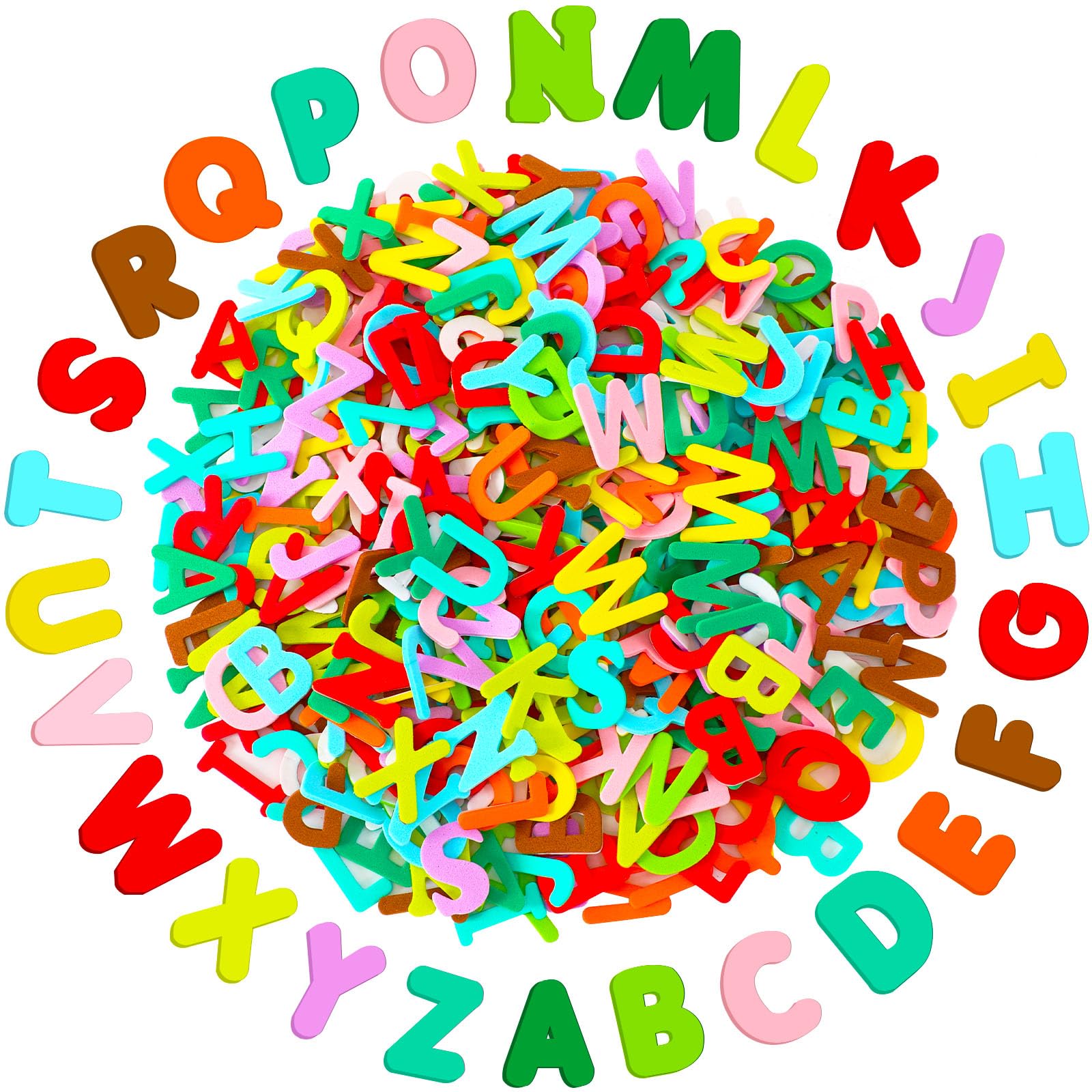 Sepglitter Alphabet Letters Foam Stickers, 600Pcs Colorful Self-Adhesive A-Z Alphabet Letters Foam Stickers For Kids Diy Classro