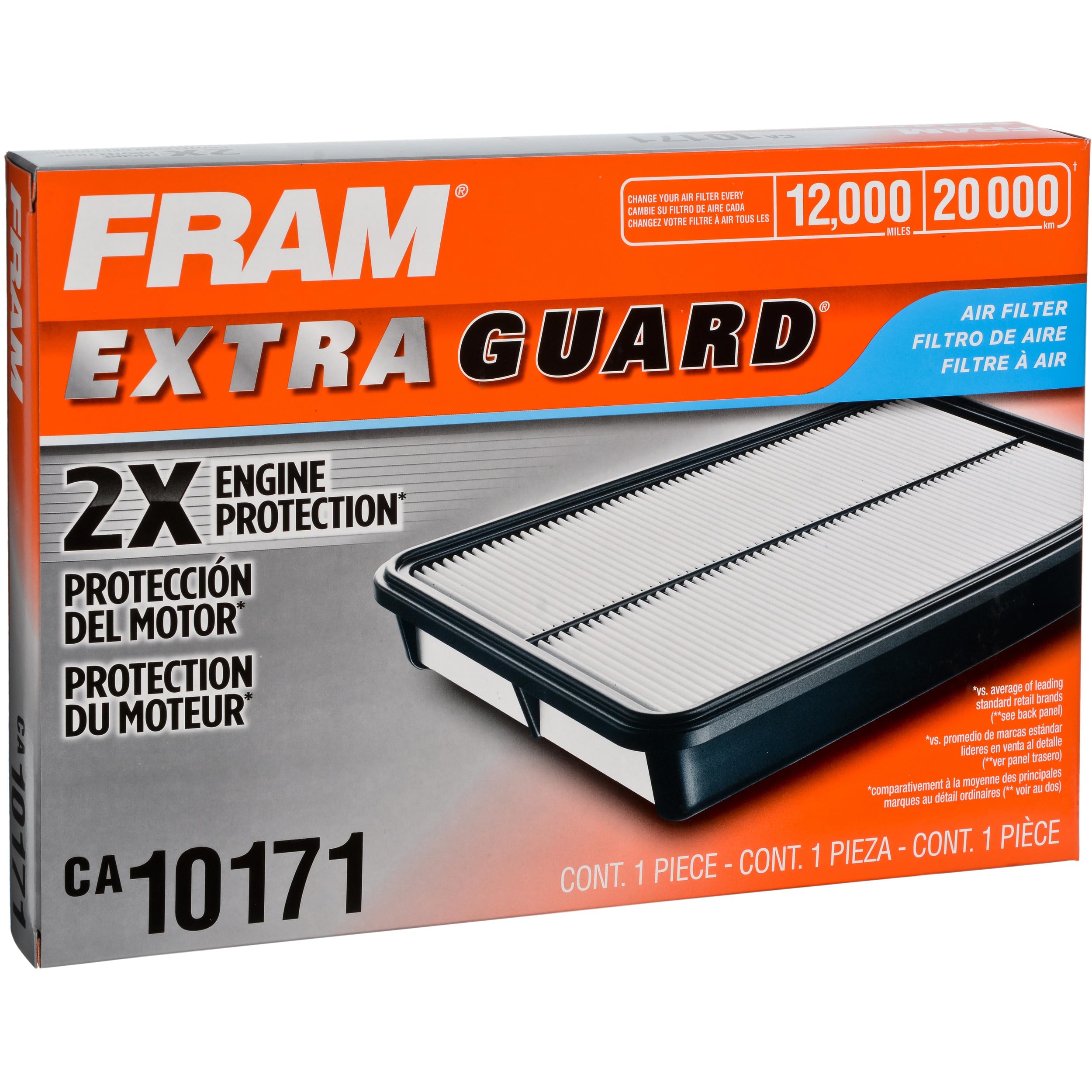 FRAM Extra Guard CA10171 Replacement Engine Air Filter for Select Toyota Venza and Camry Models, Provides Up to 12 Months or 12,