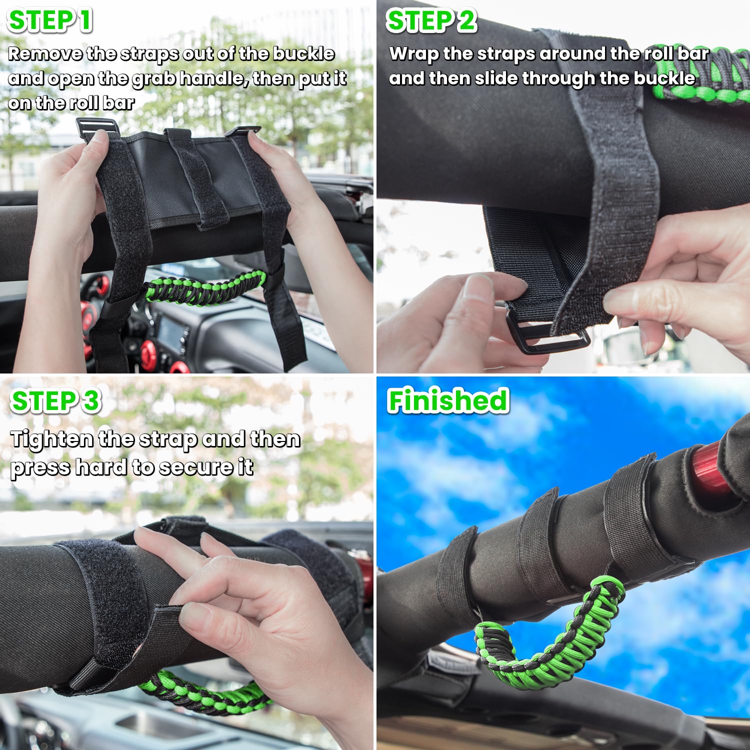 Roll Bar Grab Handles Grip Handle for Jeep Wrangler JK JKU JL JLU TJ YJ Sports Sahara Freedom Rubicon Unlimited Gladiator JT 195