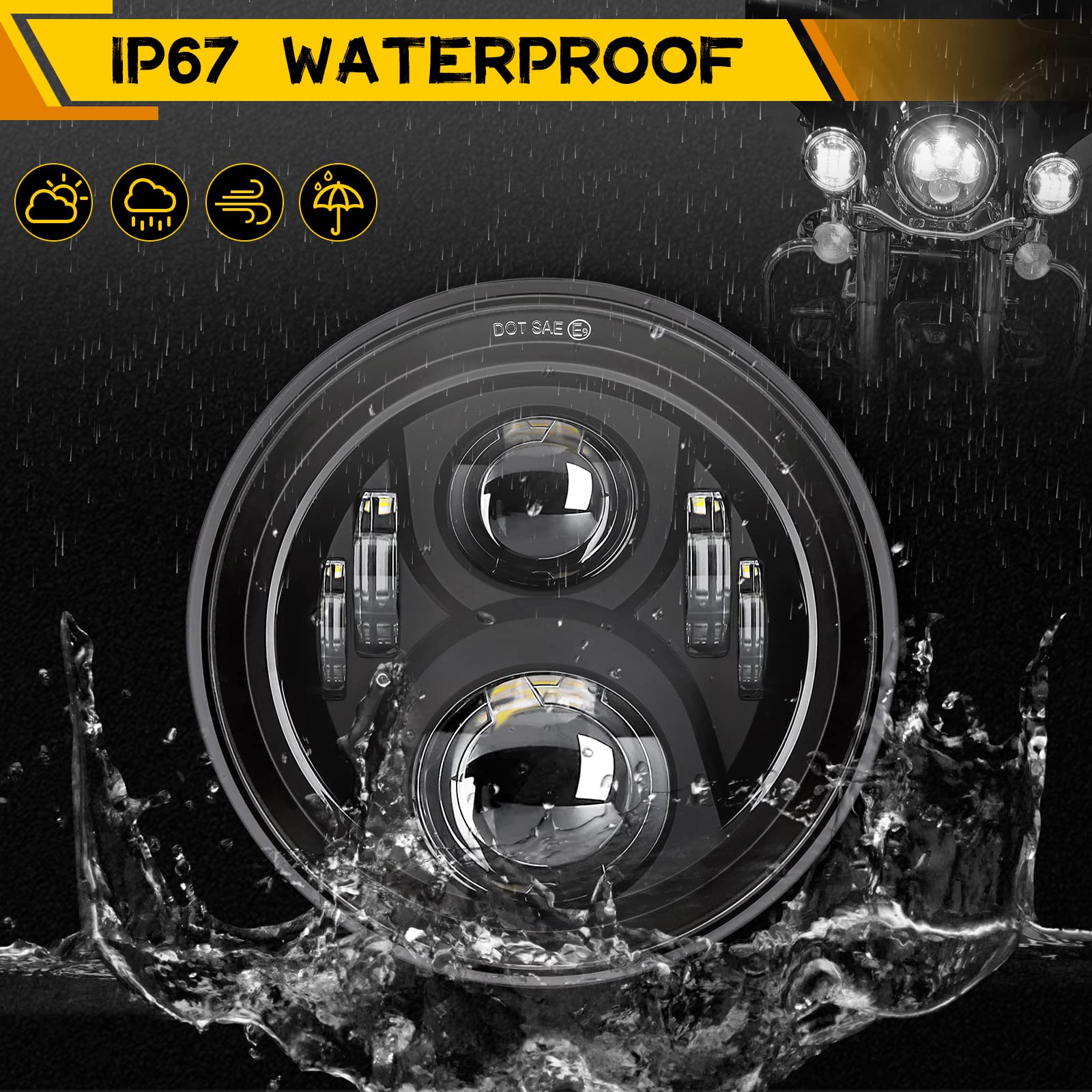 Haitzu 7 inch LED Headlight Motorcycle Passing Lamp Fog Lights Kit for Harley Davidson Touring Road King Ultra Classic Electra S