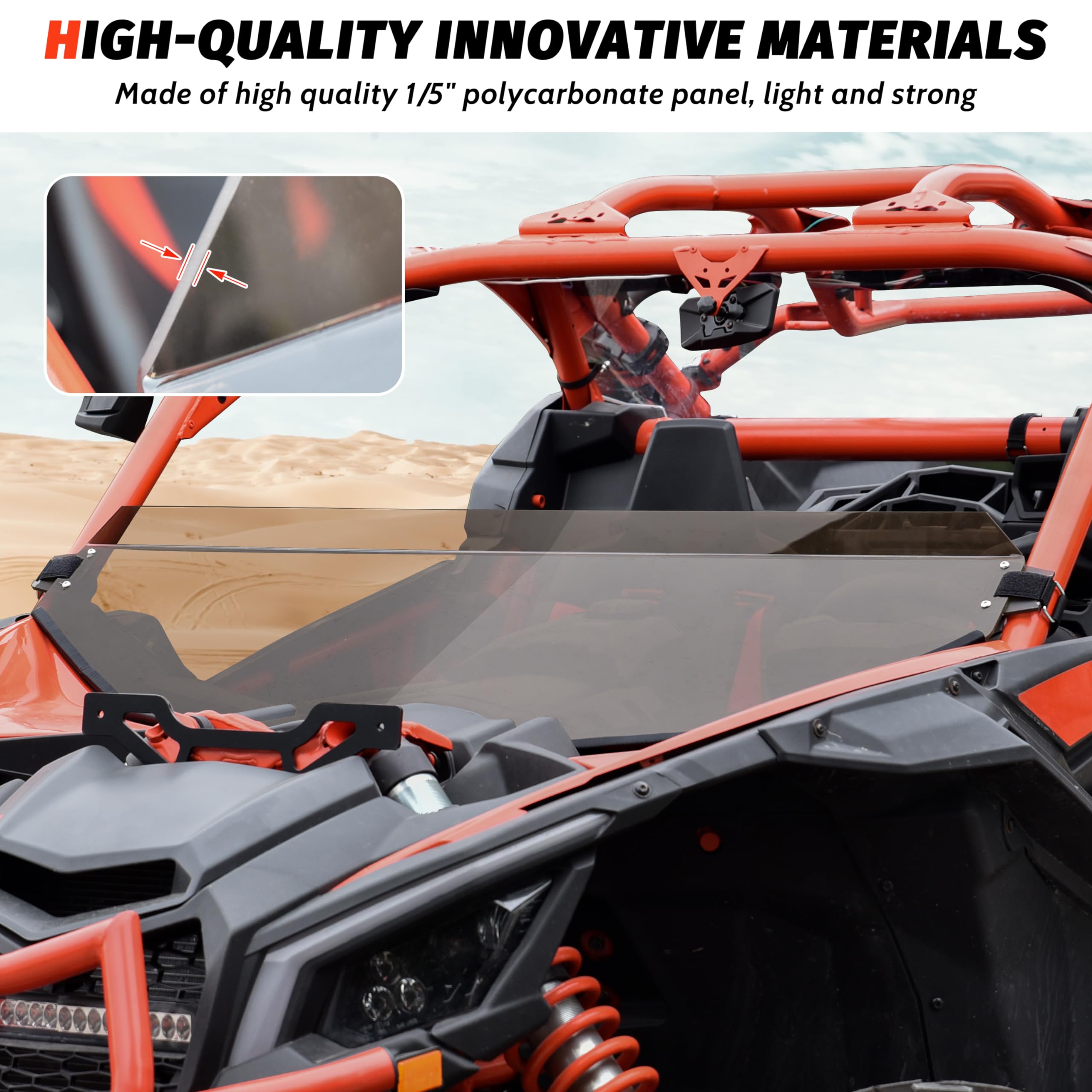 Sautvs X3 Dark Tinted Half Windshield, Poly Vented Mid Windscreen Window For Can-Am Maverick X3 Xrs Xds Turbo R Max 2017-2025 Accessories