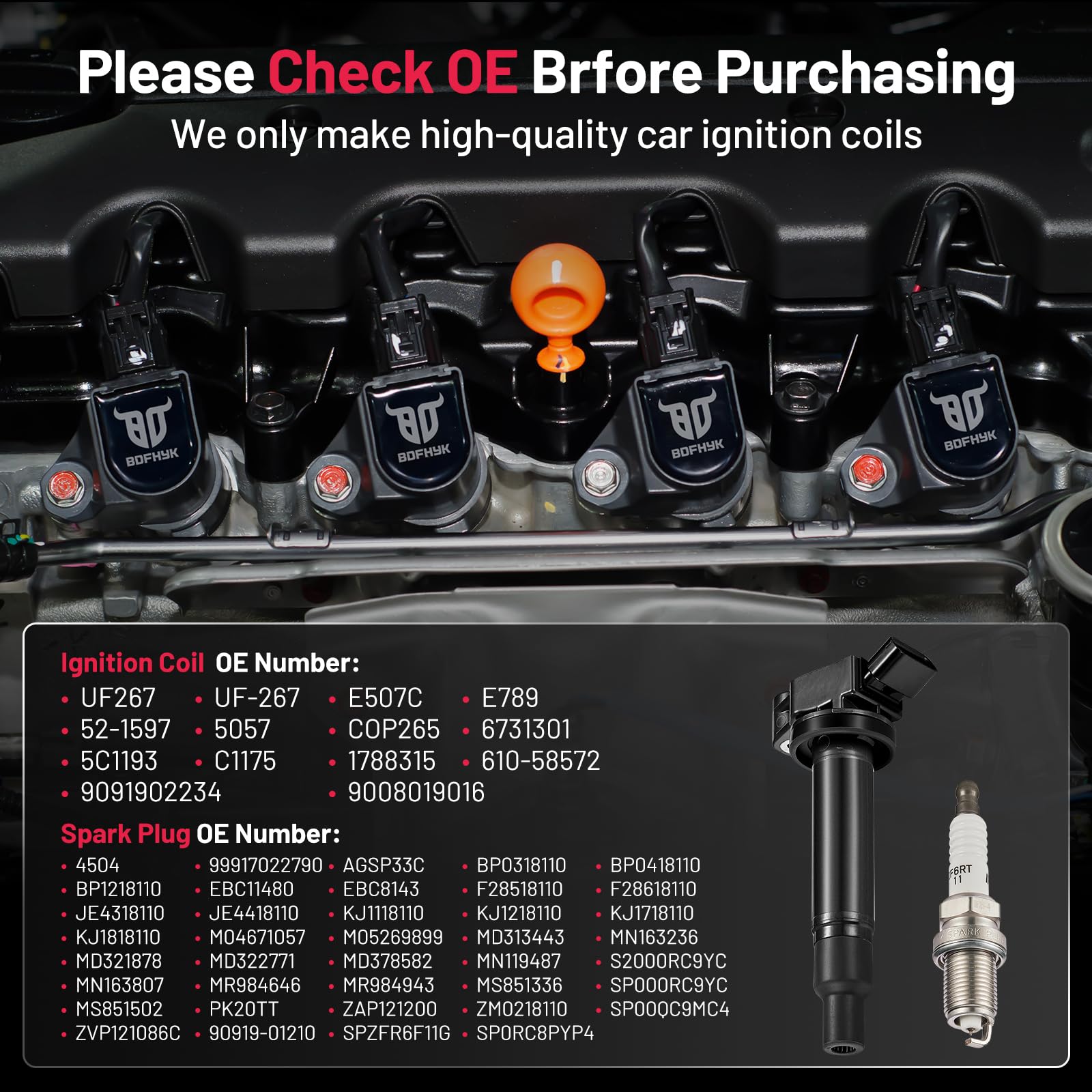 Bdfhyk Ignition Coil Pack Uf267 And Iridium Spark Plugs 4504 Pk20Tt Compatible With Lexus Es300 Rx300 Rx330 Rx400 Toyota Avalon