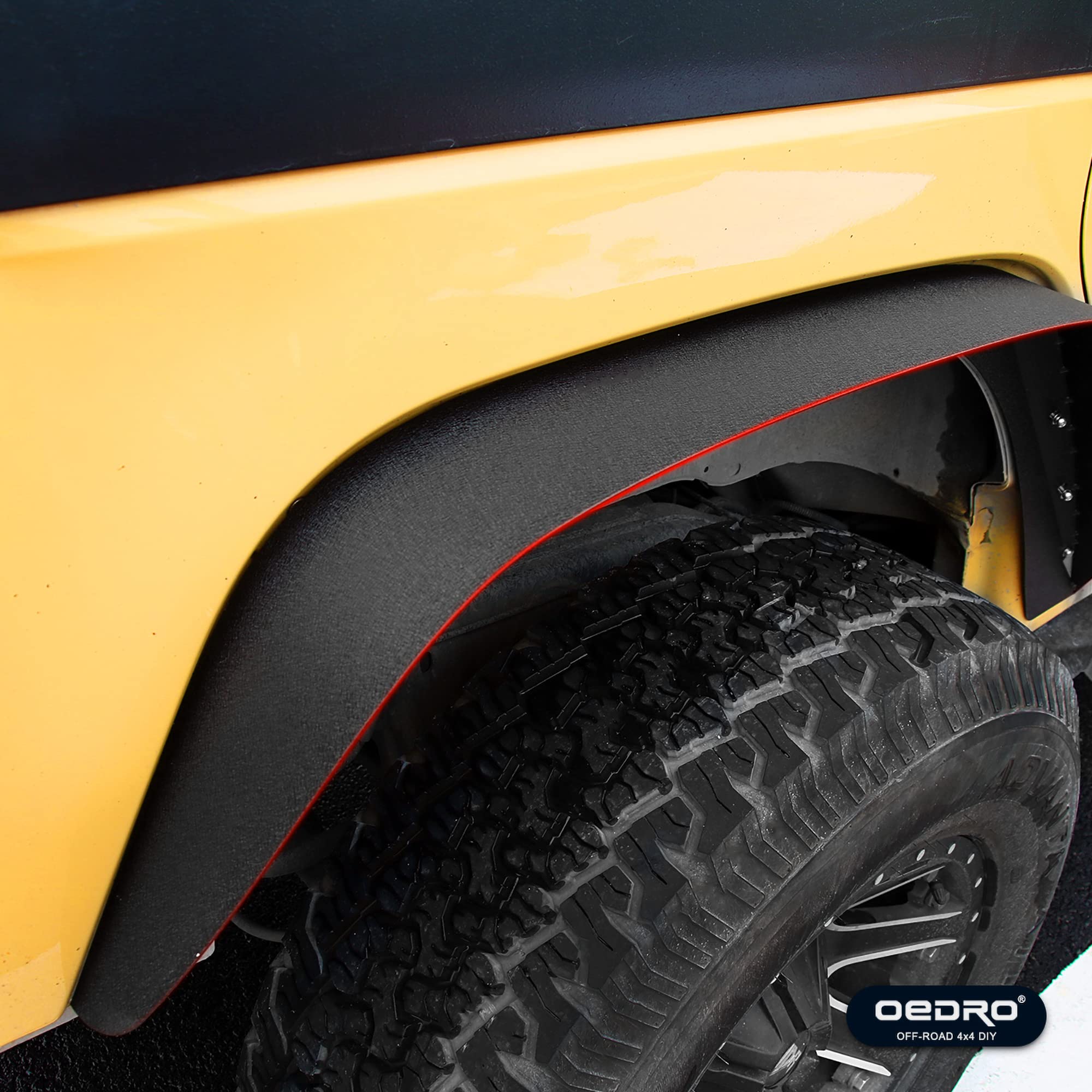 Oedro Flat Front & Rear Fender Flares Compatible With 2007-2018 Jeep Wrangler Jk & Jku Unlimited, 4 Pcs Off-Road Steel Liner Set, Fenders For Jeep Jk