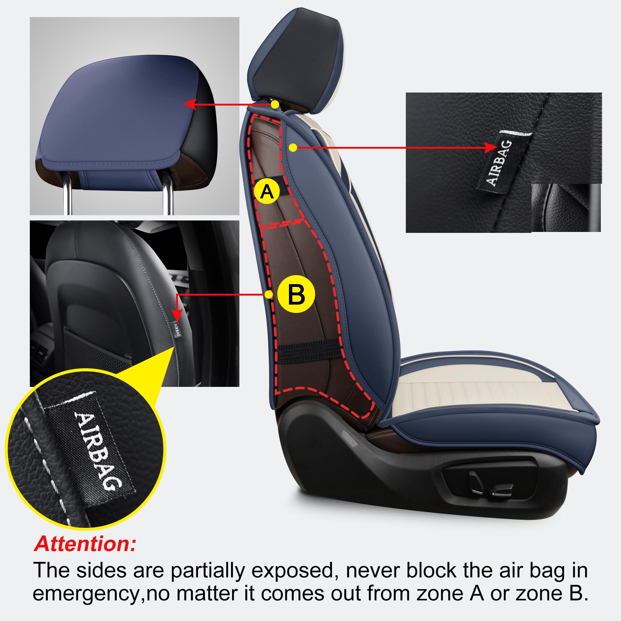 Lingvido Waterproof Car Seat Covers Front Pair, Universal Leather Seat Covers For Cars Suv Trucks With Head Pillow, Automotive P
