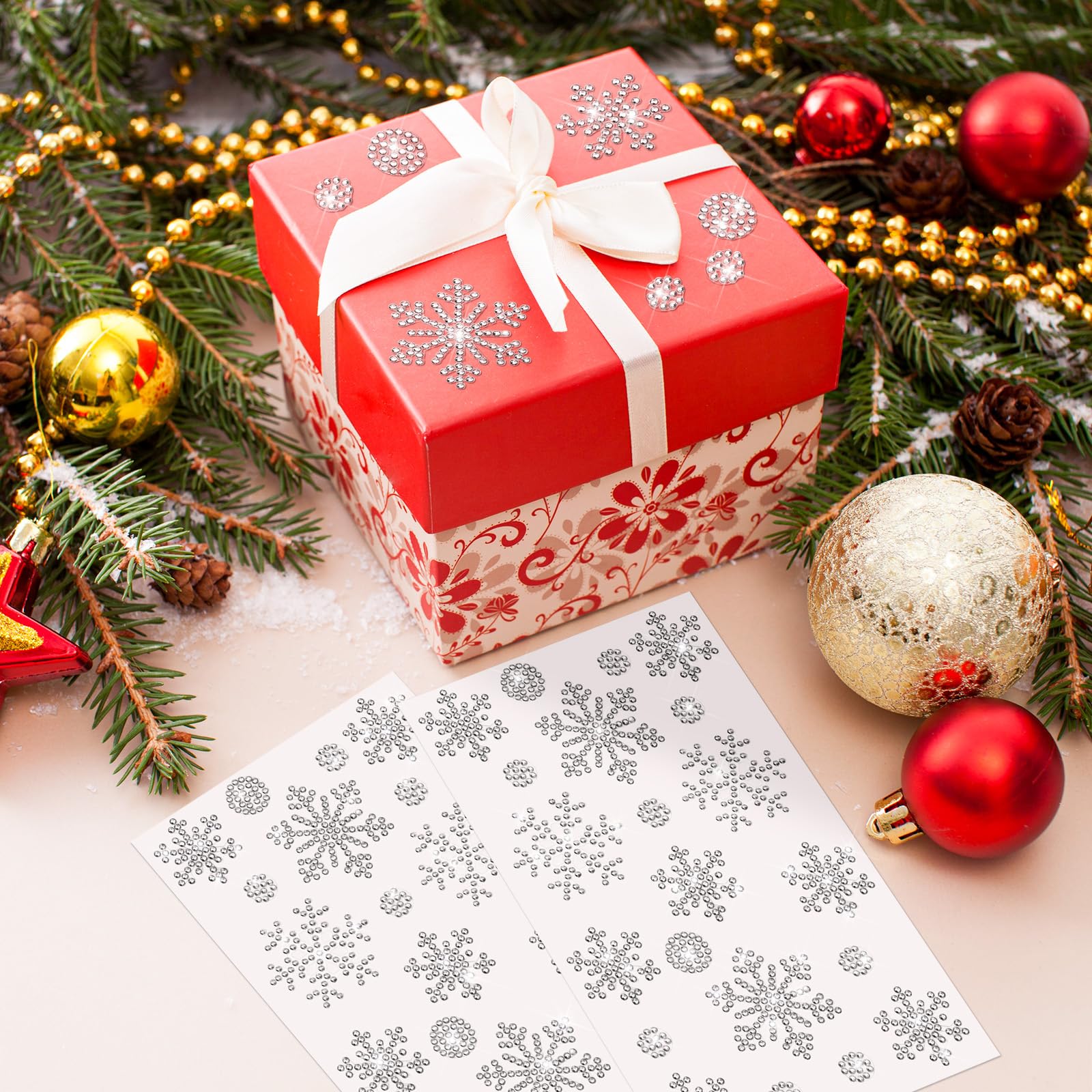 Epakh 84 Pcs Rhinestone Snowflake Stickers Winter Snowflake Stickers Decoration Crafts Glitter Crystal Decals For Winter Holiday