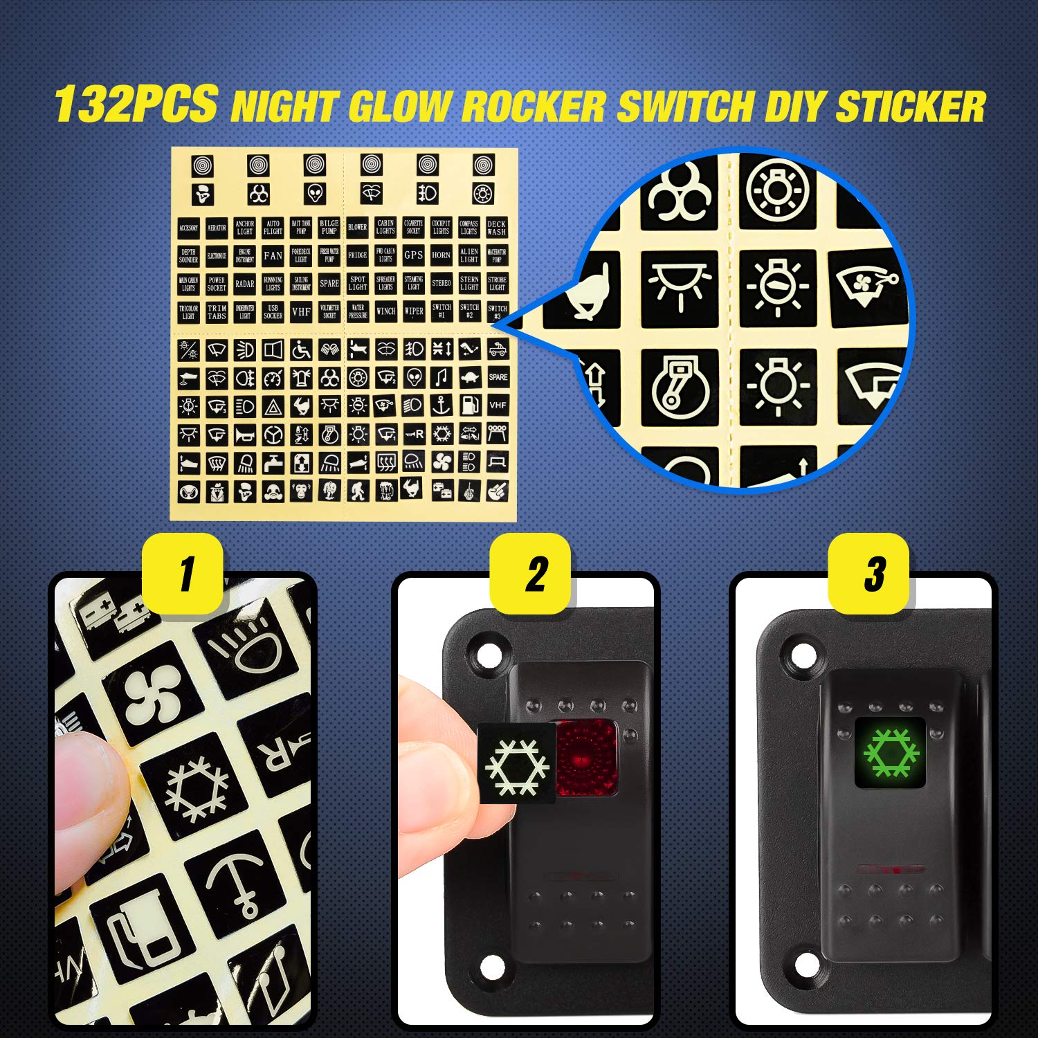 Nilight 6 Gang Rocker Switch Panel 5Pin On Off Toggle Switch Aluminum Holder 12V 24V Dash Pre-Wired Red Backlit Switches For Aut