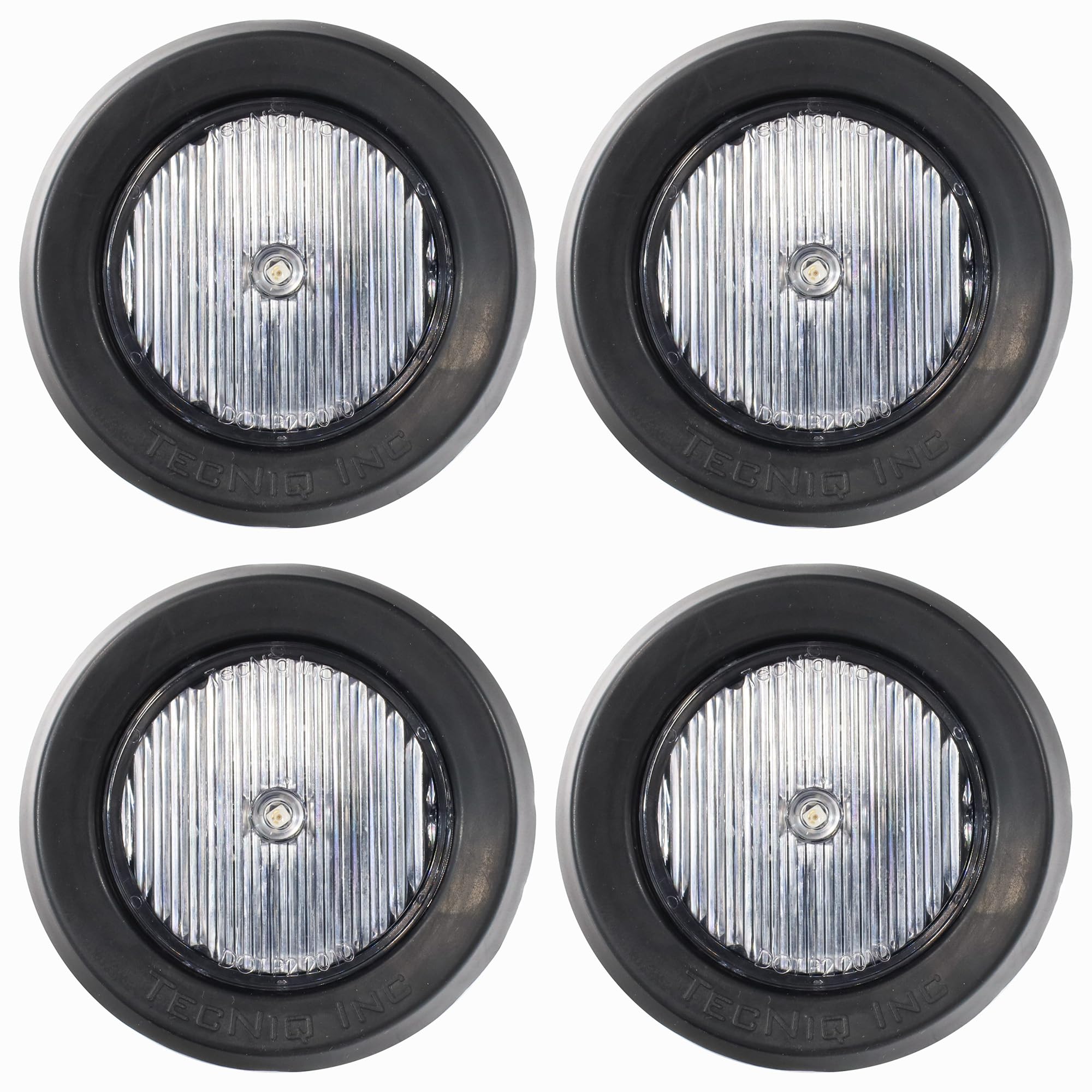 TecNiq S30-RC04-6 | 2 Round Red LED Low-Profile Side Marker Light - Clear Lens, DOT Approved, IP68 Waterproof, Grommet Mount - 1