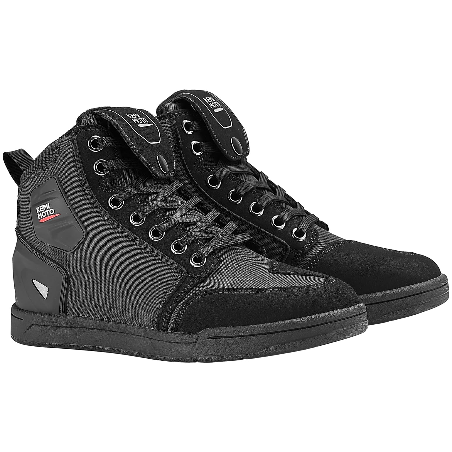 KEMIMOTO Motorcycle Shoes with Thick Heel Protective Gear Casual Anti-Slip Street Motorcycle Riding Boots for Men Black
