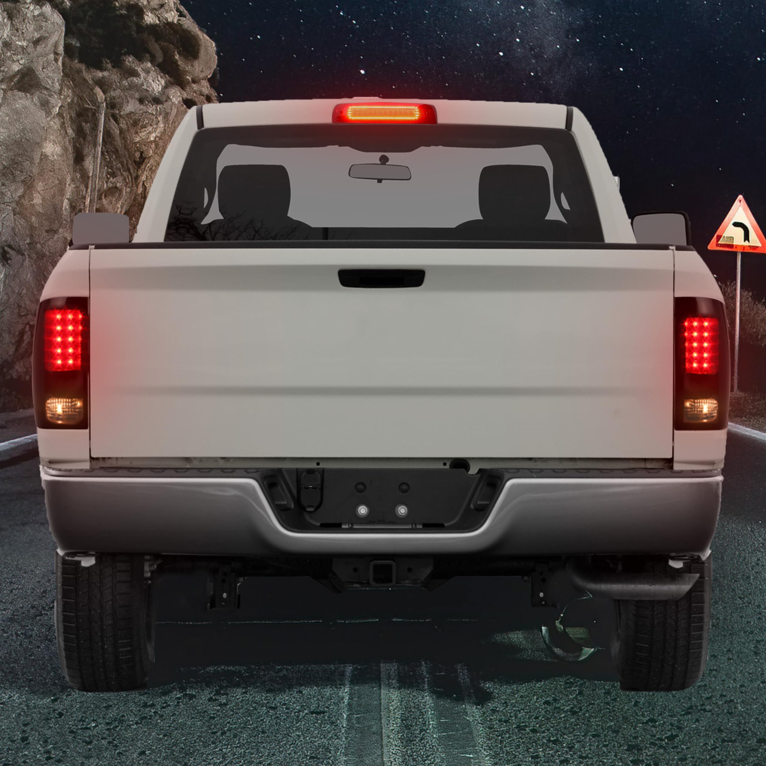 Kewisauto Led Tail Lights For Dodge Ram 1500 2500 3500 09-18, Smoked Black Led Taillights Brake Rear Lamps For Dodge Ram 1500 20