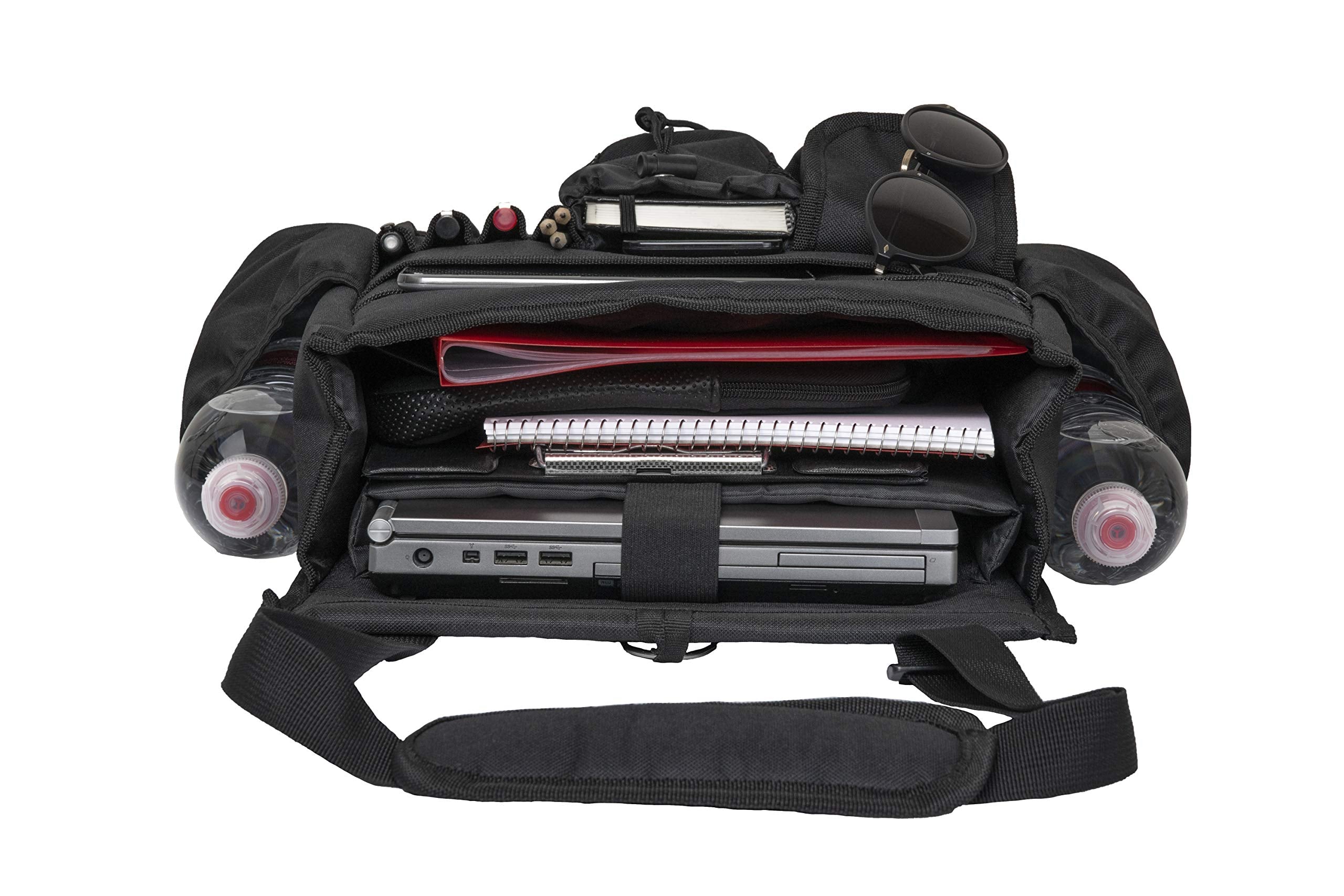 Back Seat Car Organizer with Dedicated Tablet and Laptop Storage Stabilizing Side Straps Soft Adjustable Shoulder Strap and Hard