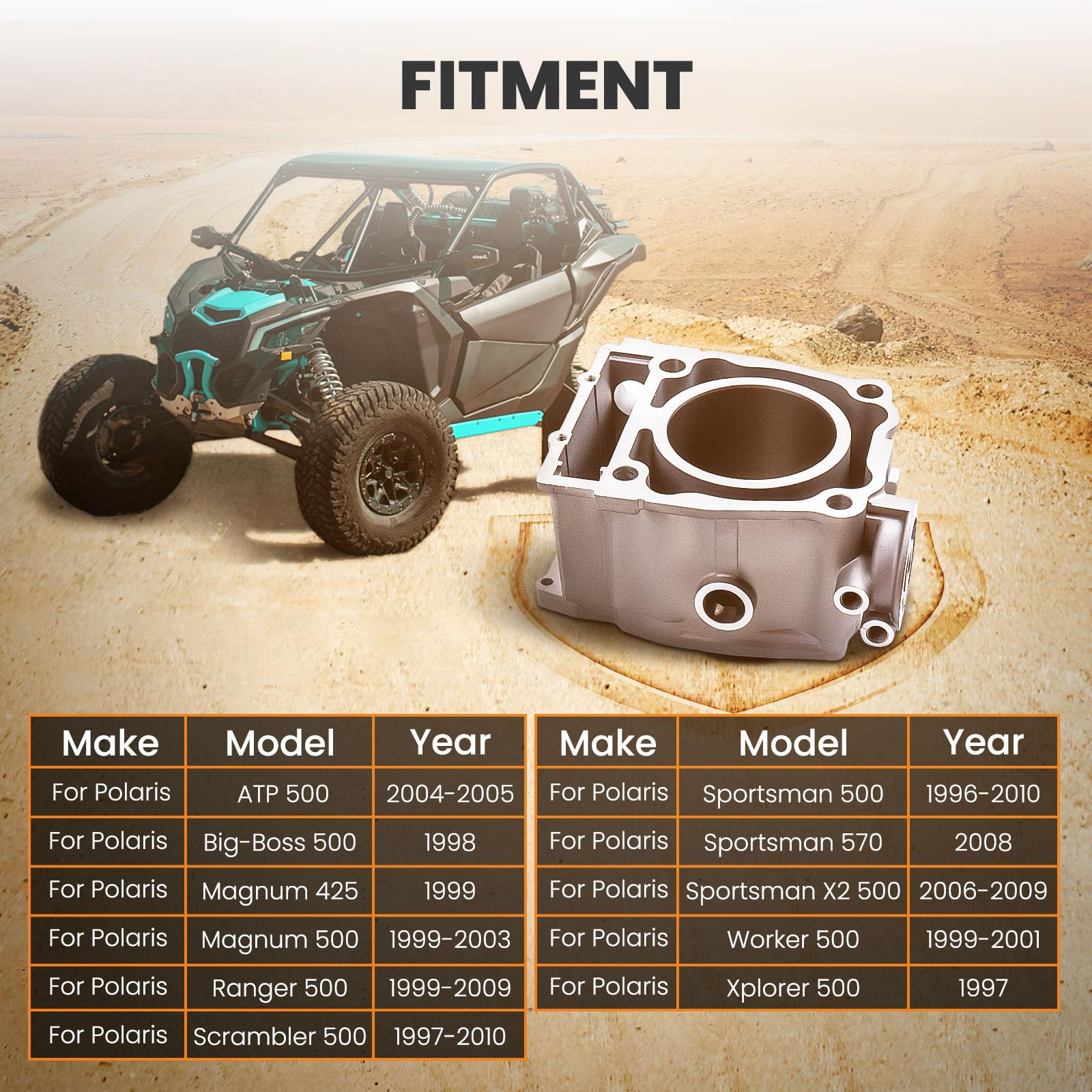 Maxpeedingrods Cylinder Piston Top End Kit 92Mm For Polaris Ranger Sportsman Scrambler 500 1996-2012, 3087221 3085526 3085634