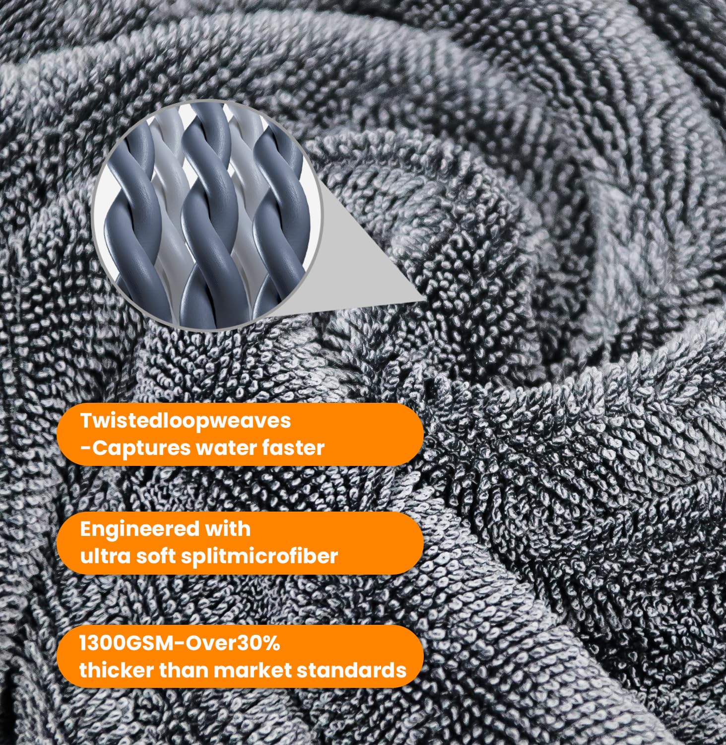 HmmtyRack 1300GSM Car Drying Towel Microfiber Towels for Cars 24''x36'' Large Giant Big Microfiber Cleaning Cloth with Car Wash