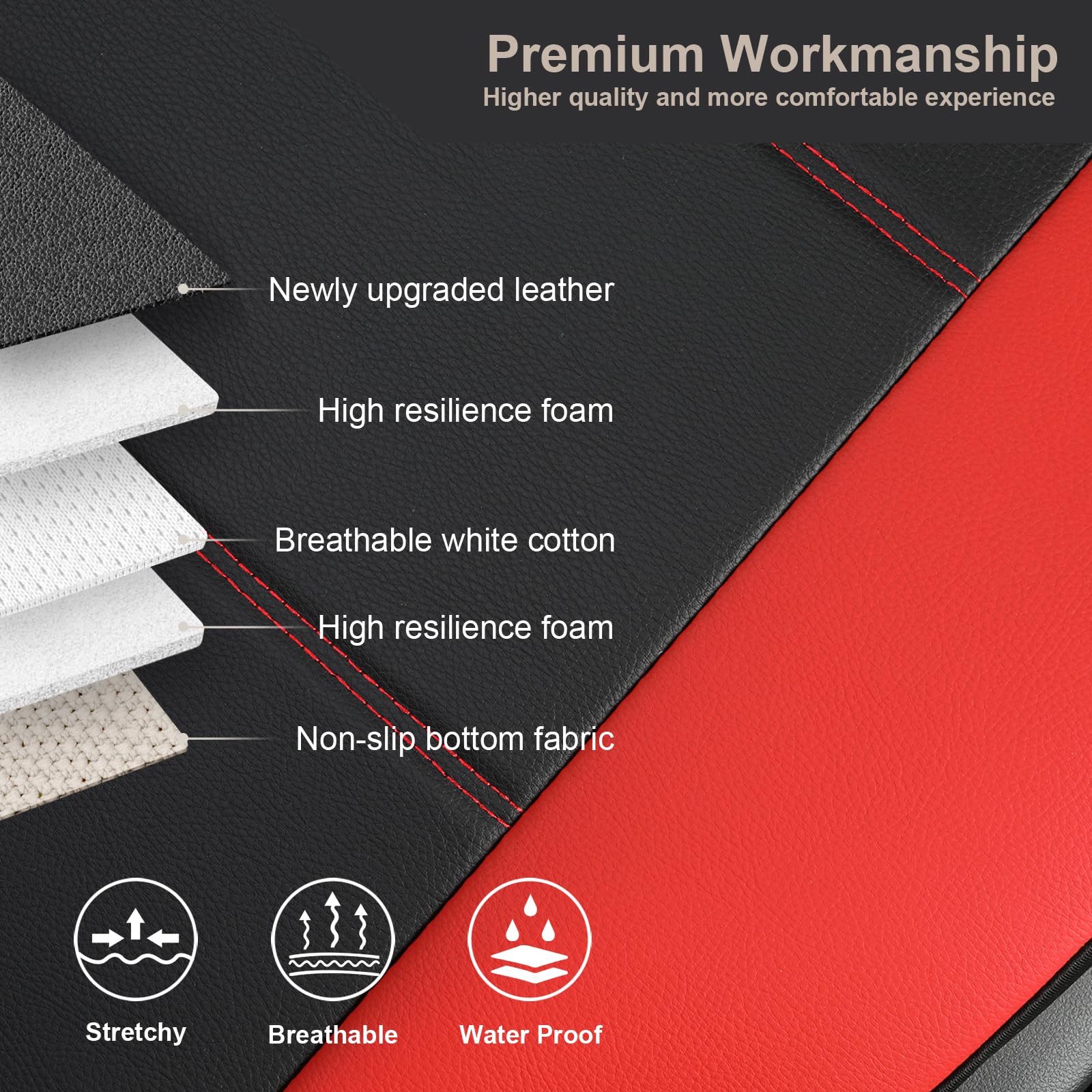 GIANT PANDA Front Car Seat Cover for Jeep Wrangler TJ (1997-2006),Leather Bucket Seat Covers Custom Fit Jeep Accessories (Red+Bl